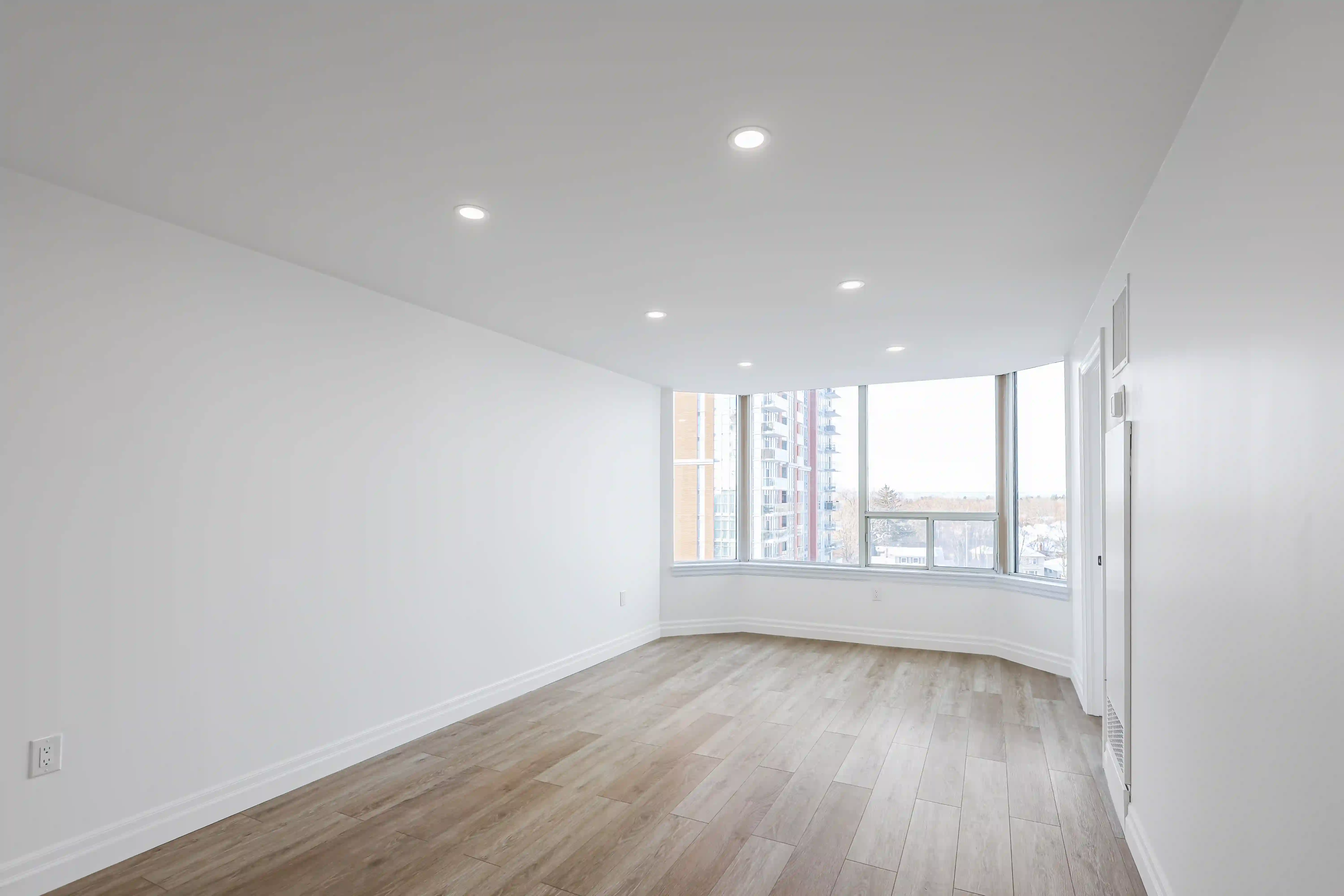 Open living room with city view
