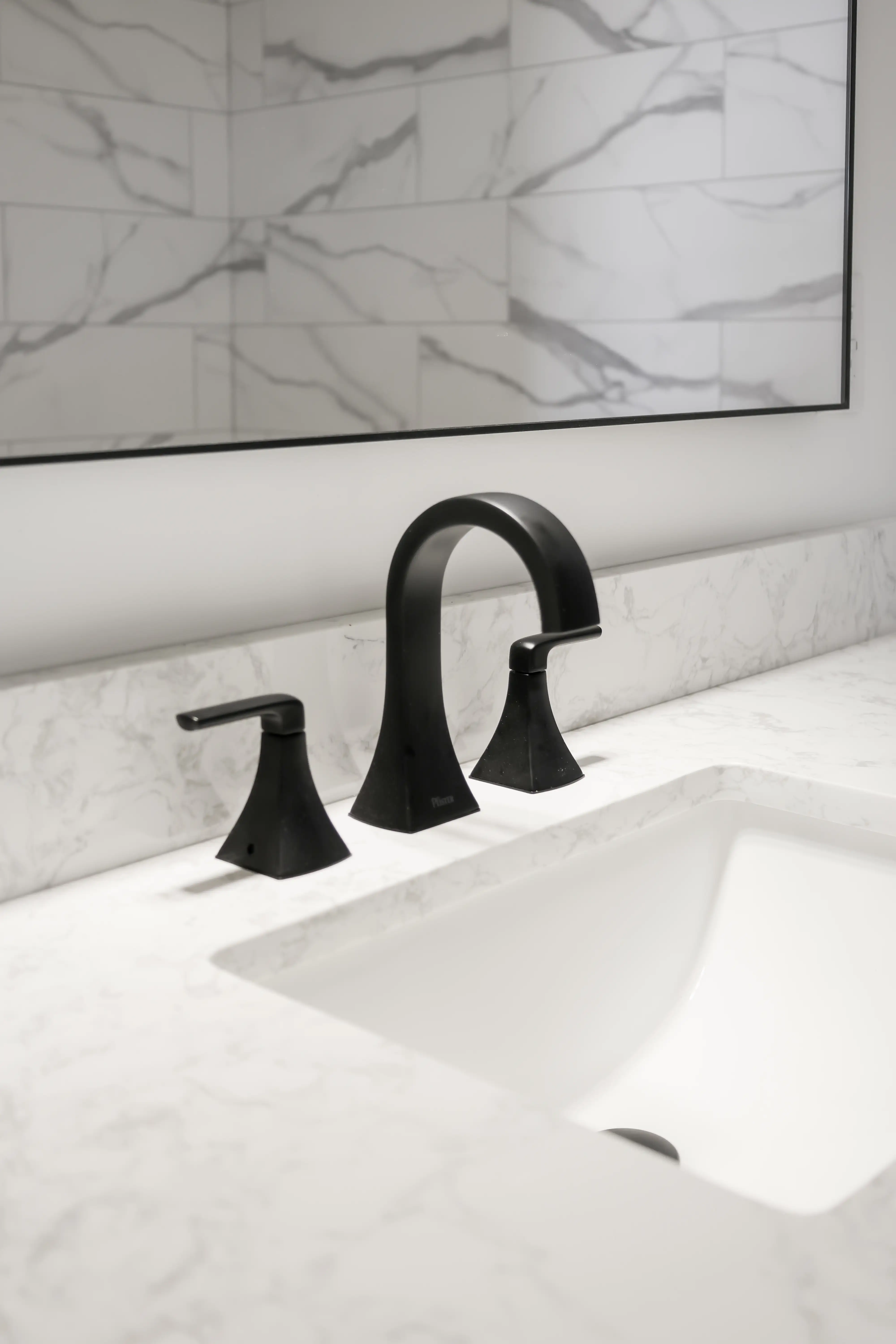 Bathroom vanity faucet detail