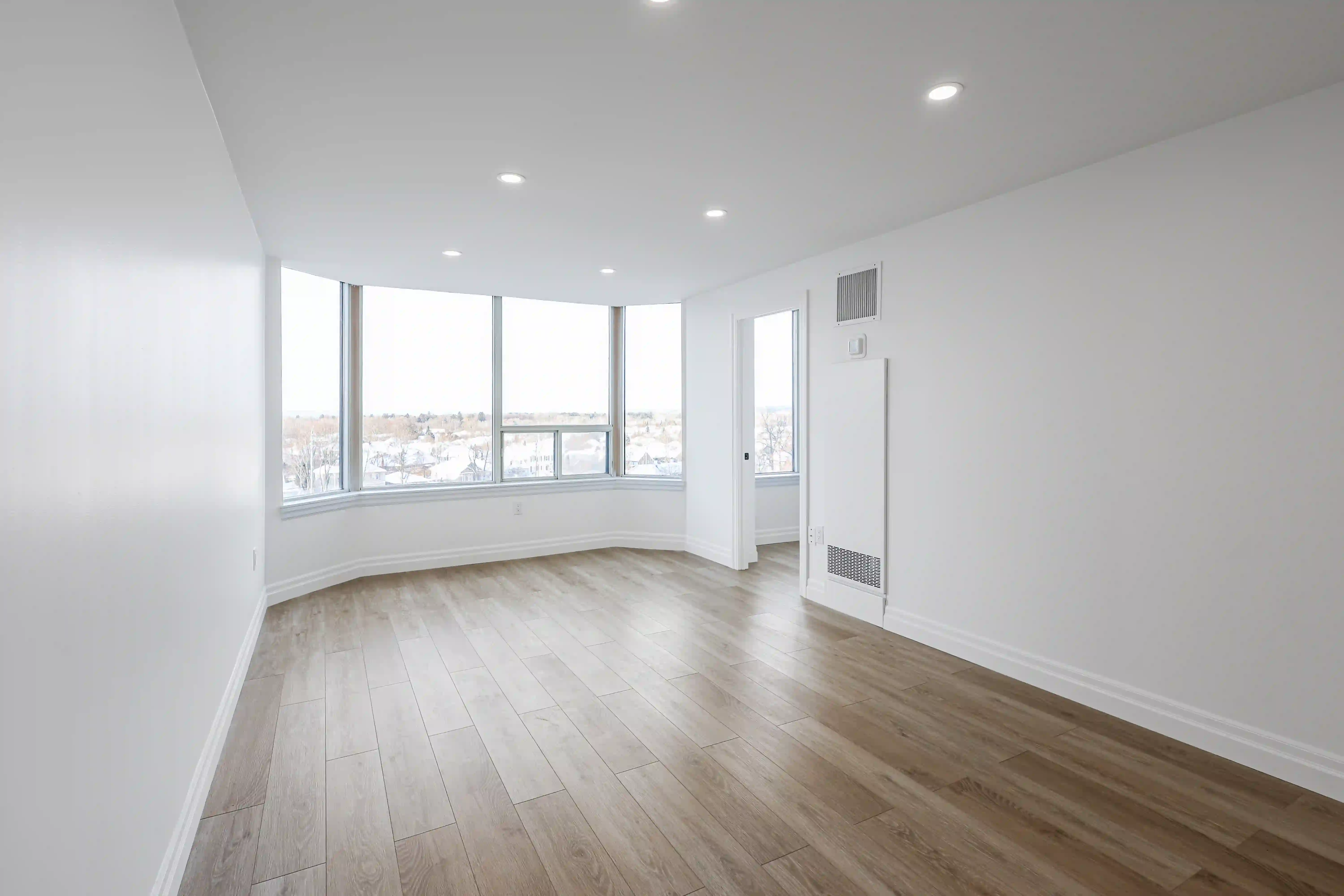 Open living room and kitchen view