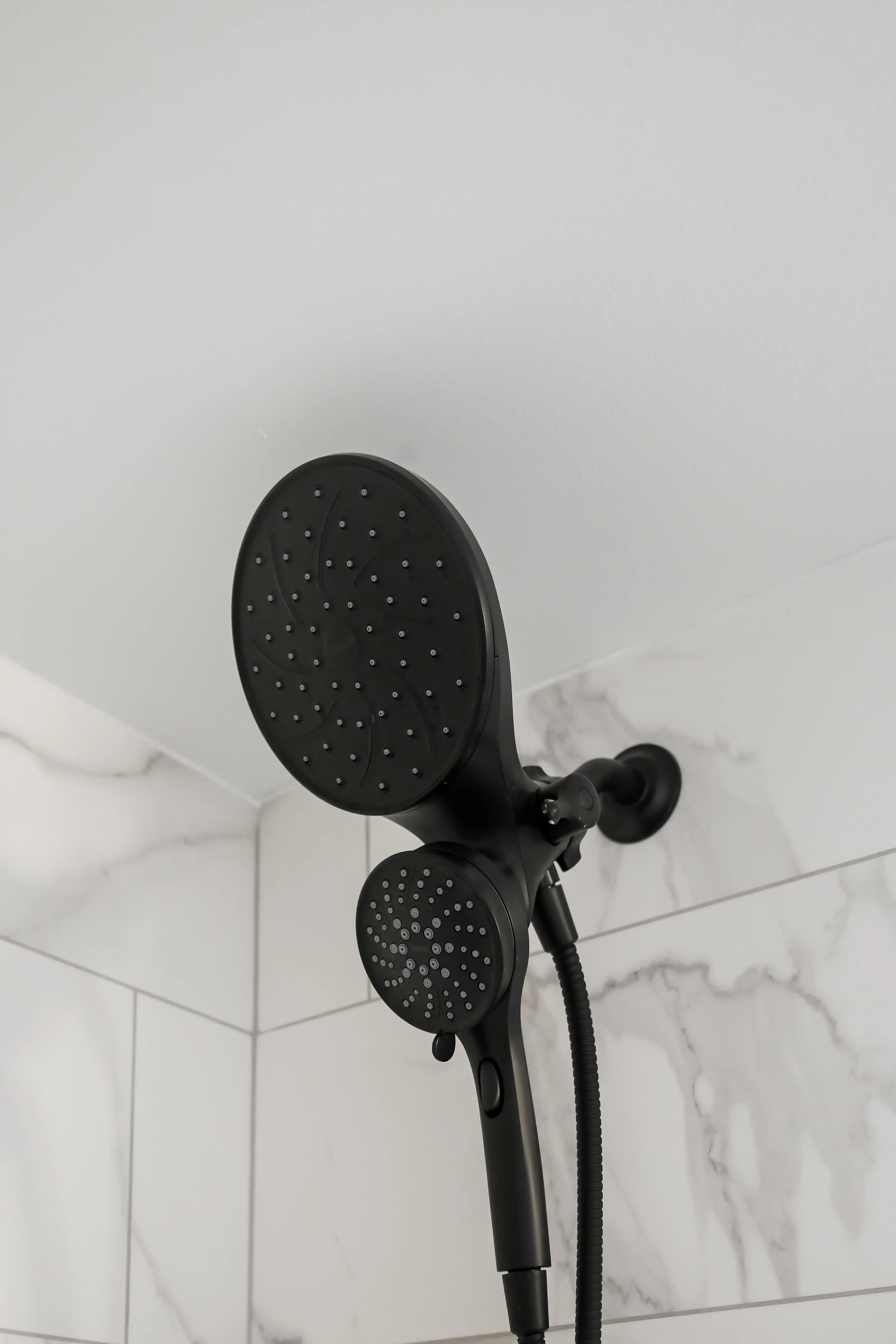 Black shower fixture detail