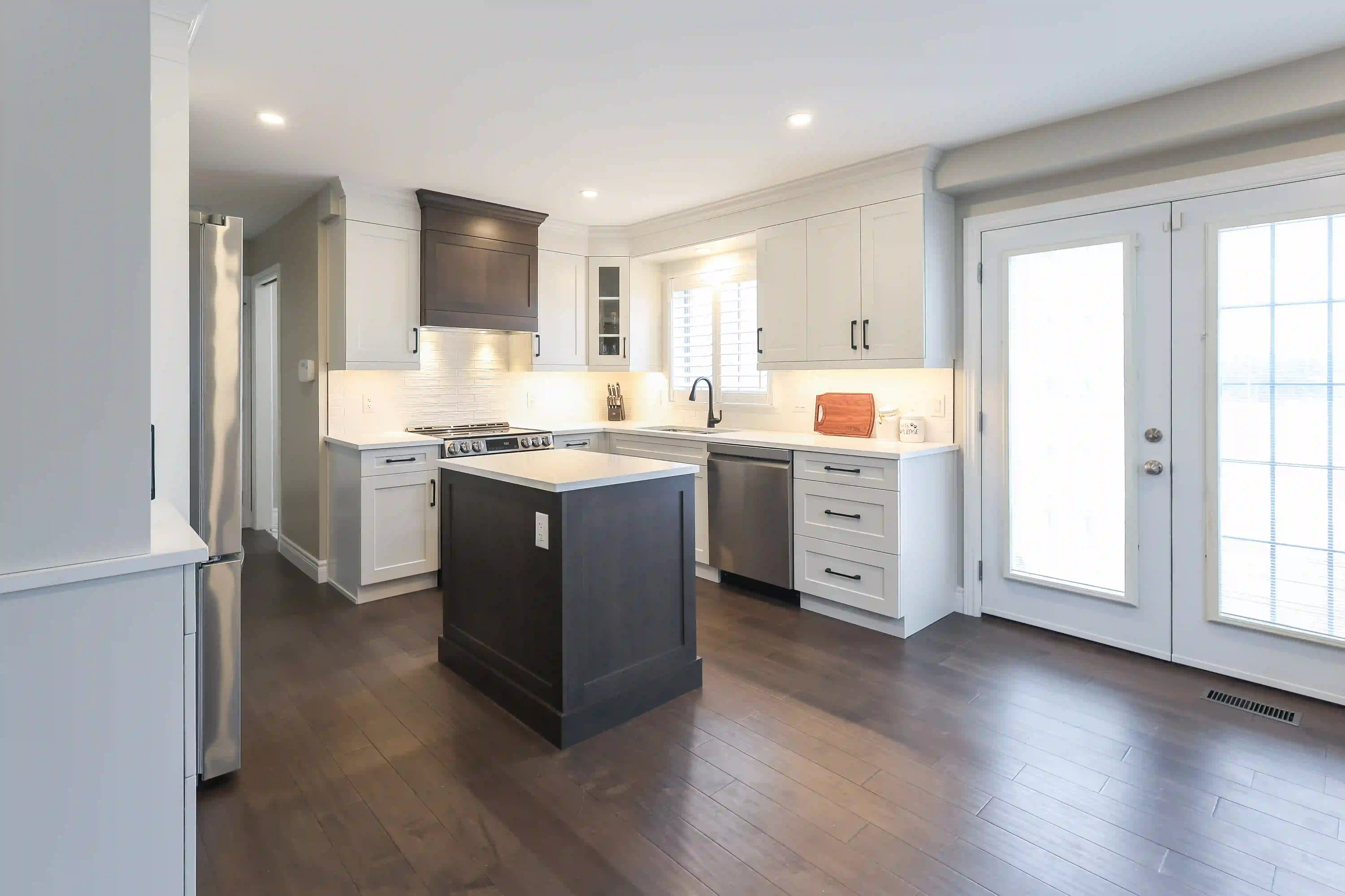 Kitchen island and patio door view