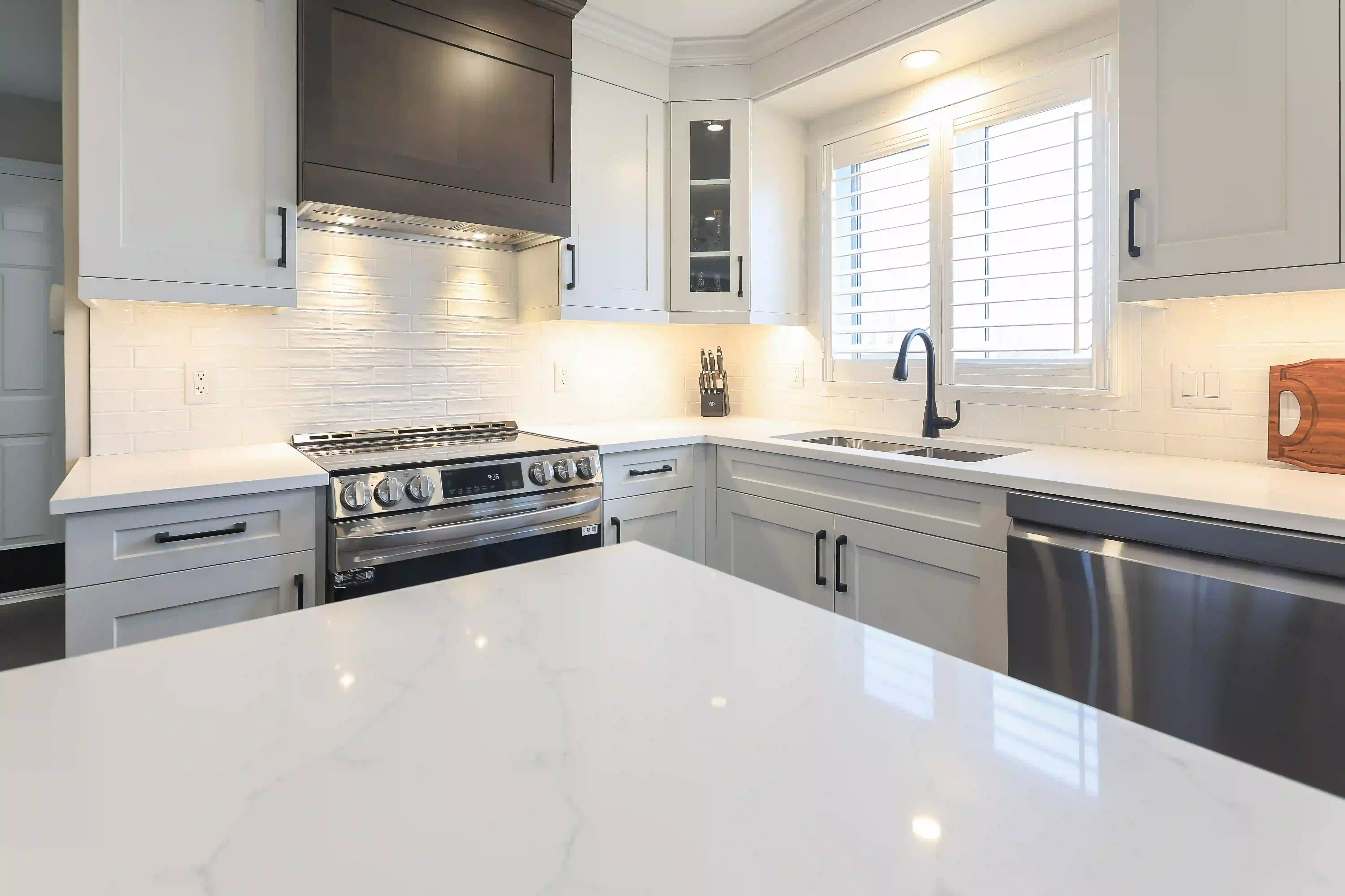 Kitchen range and sink view