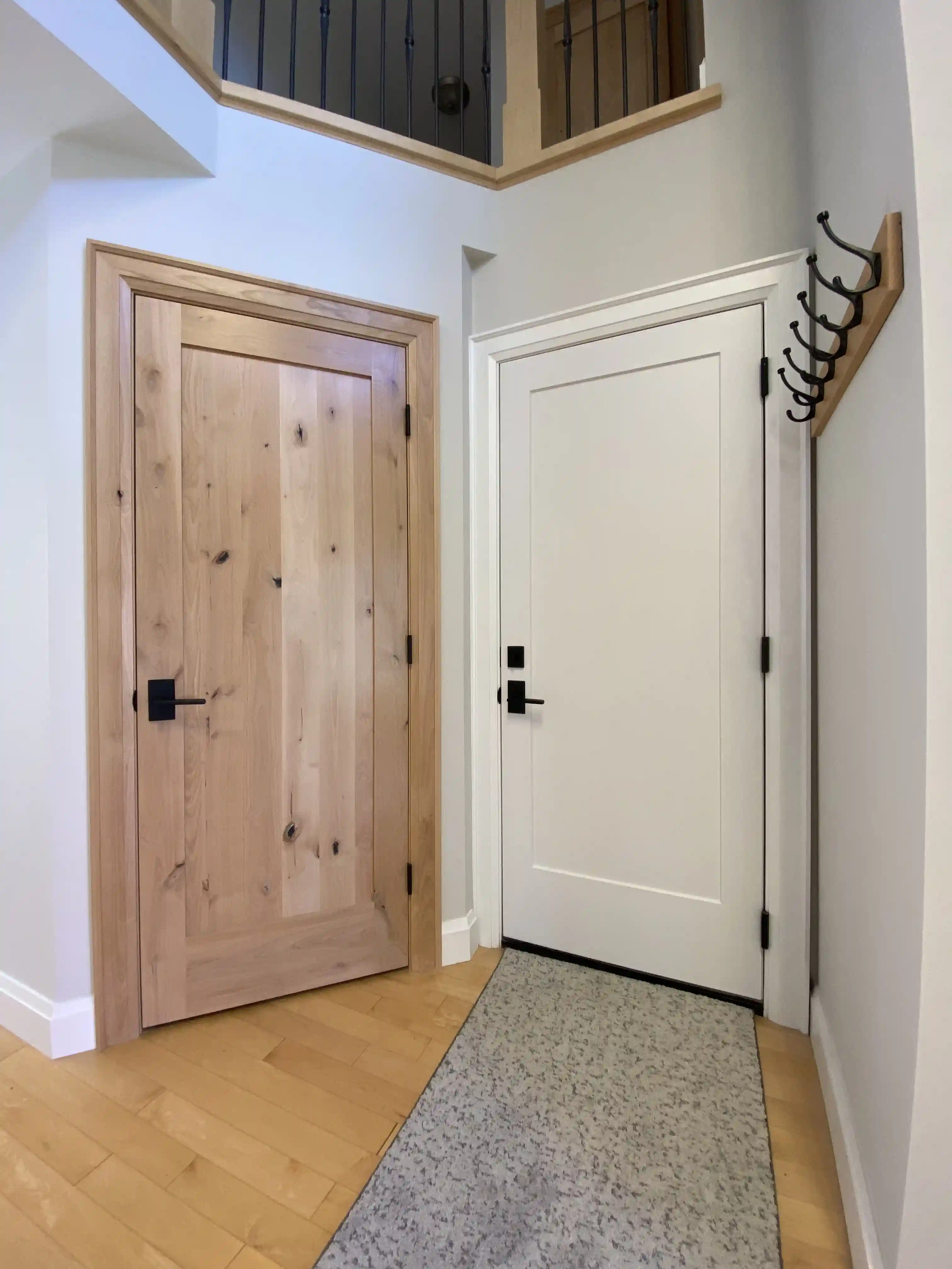 Entry doors and coat hooks