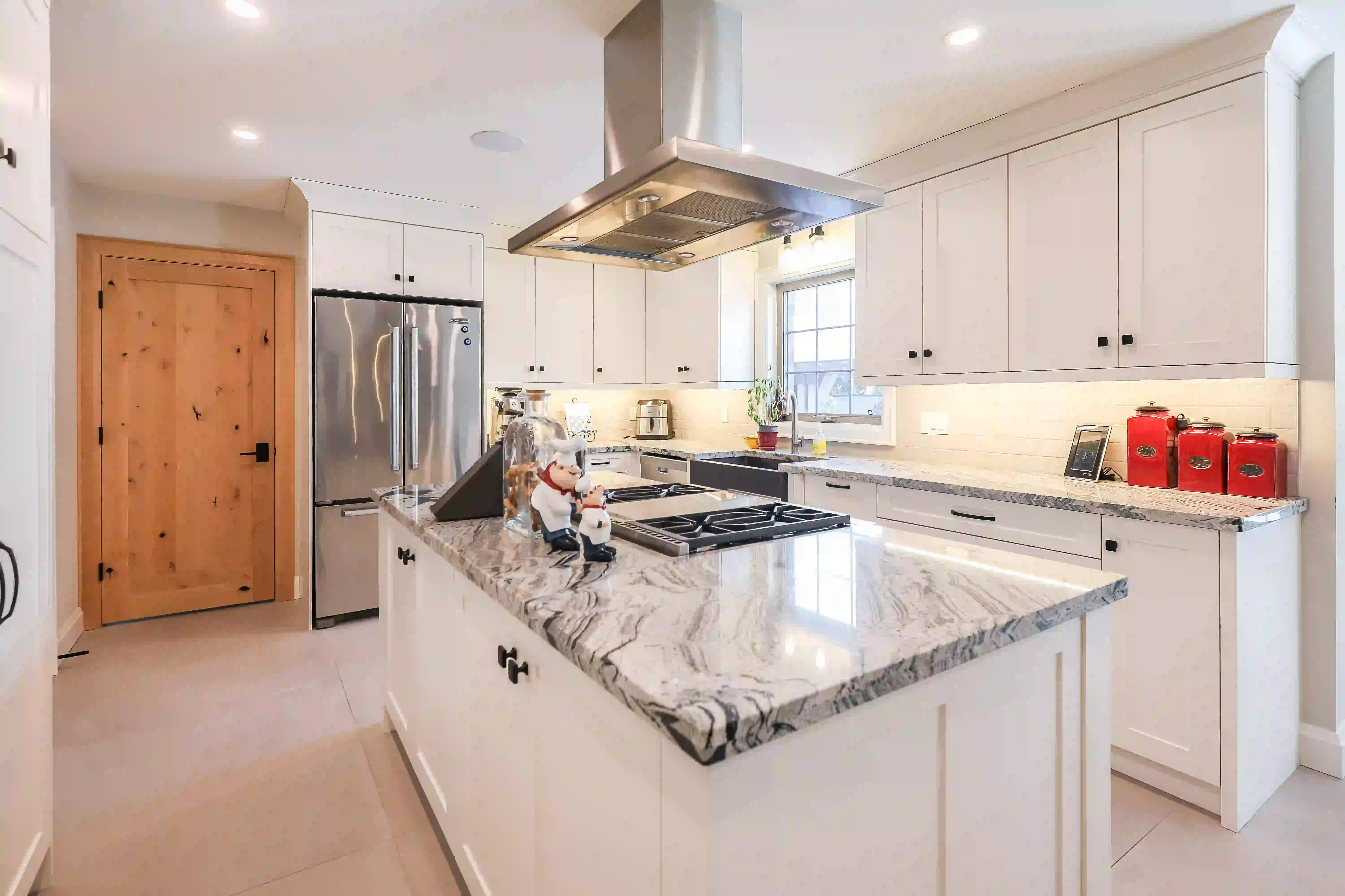 Kitchen island and range view