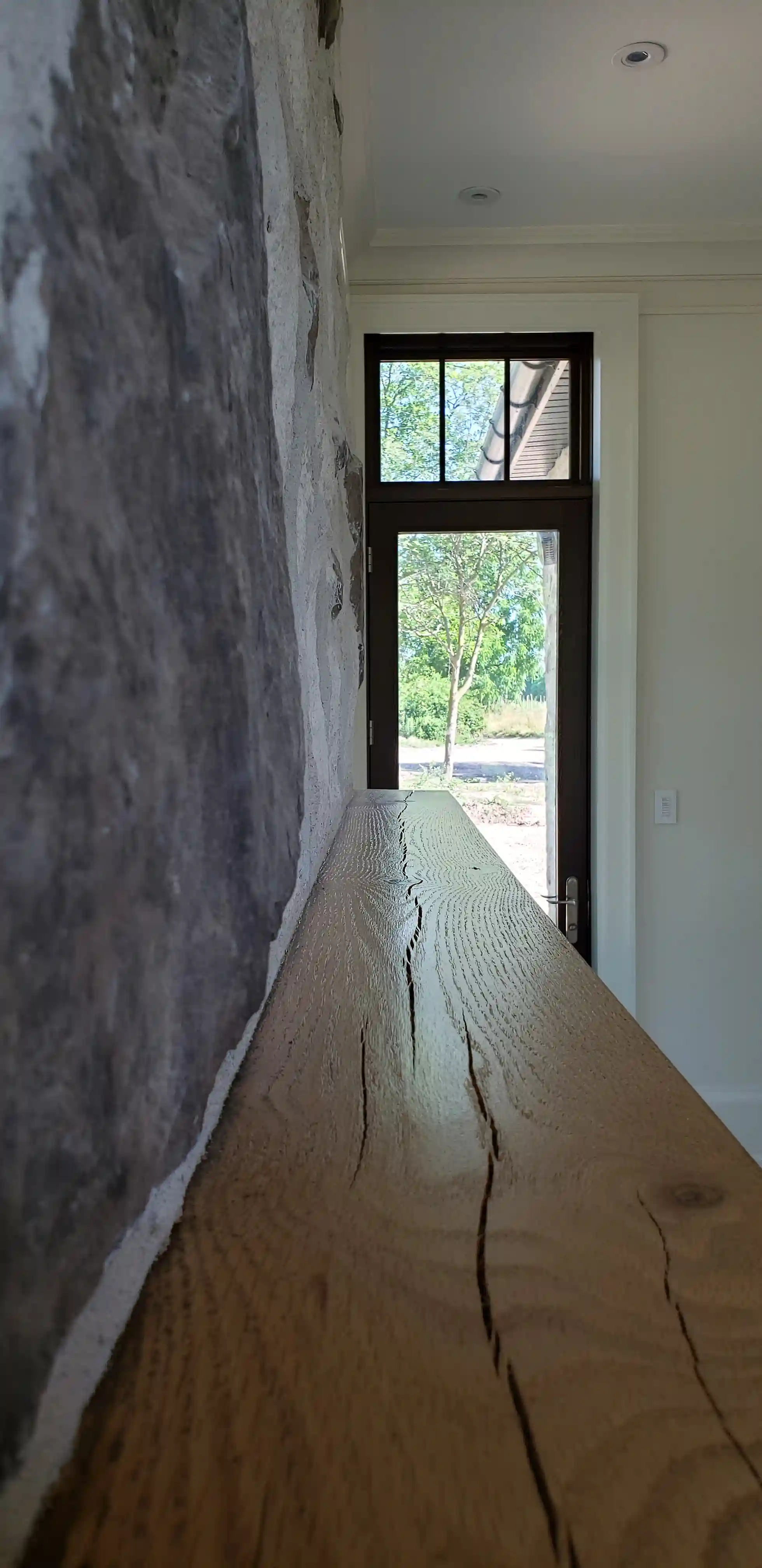 Stone fireplace side detail
