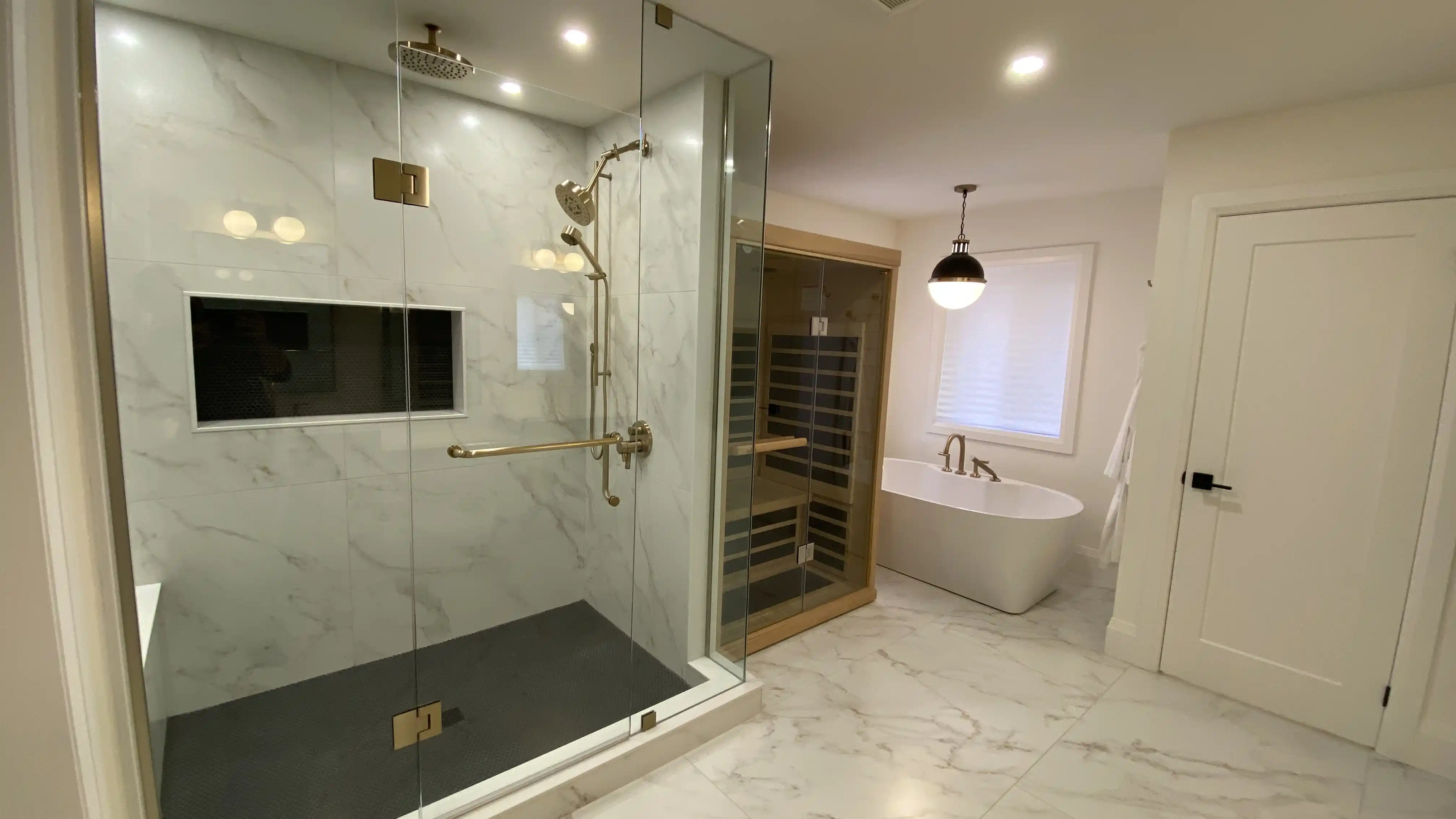 Marble shower and infrared sauna
