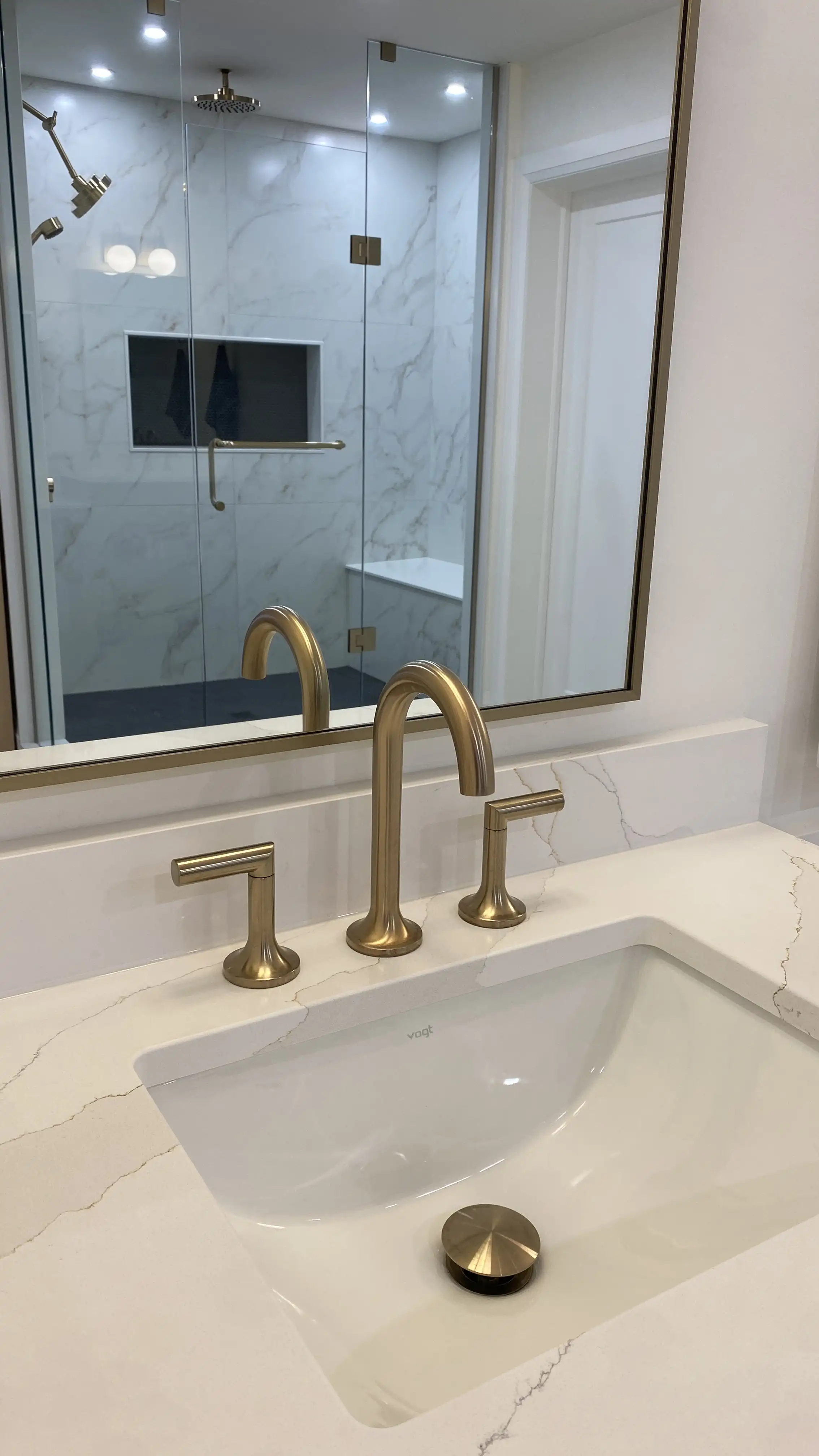 Brass vanity faucet detail