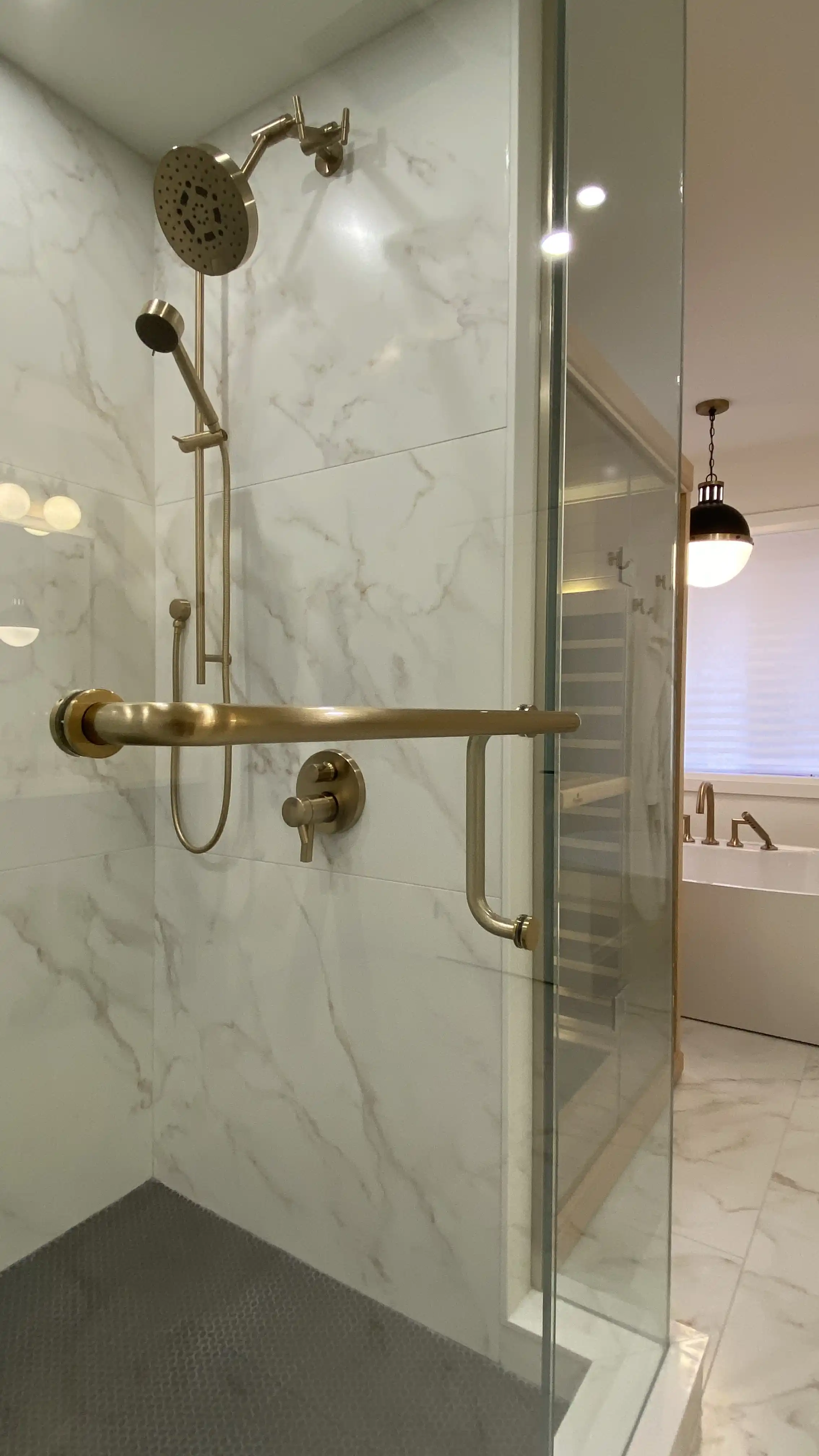 Brass shower hardware detail