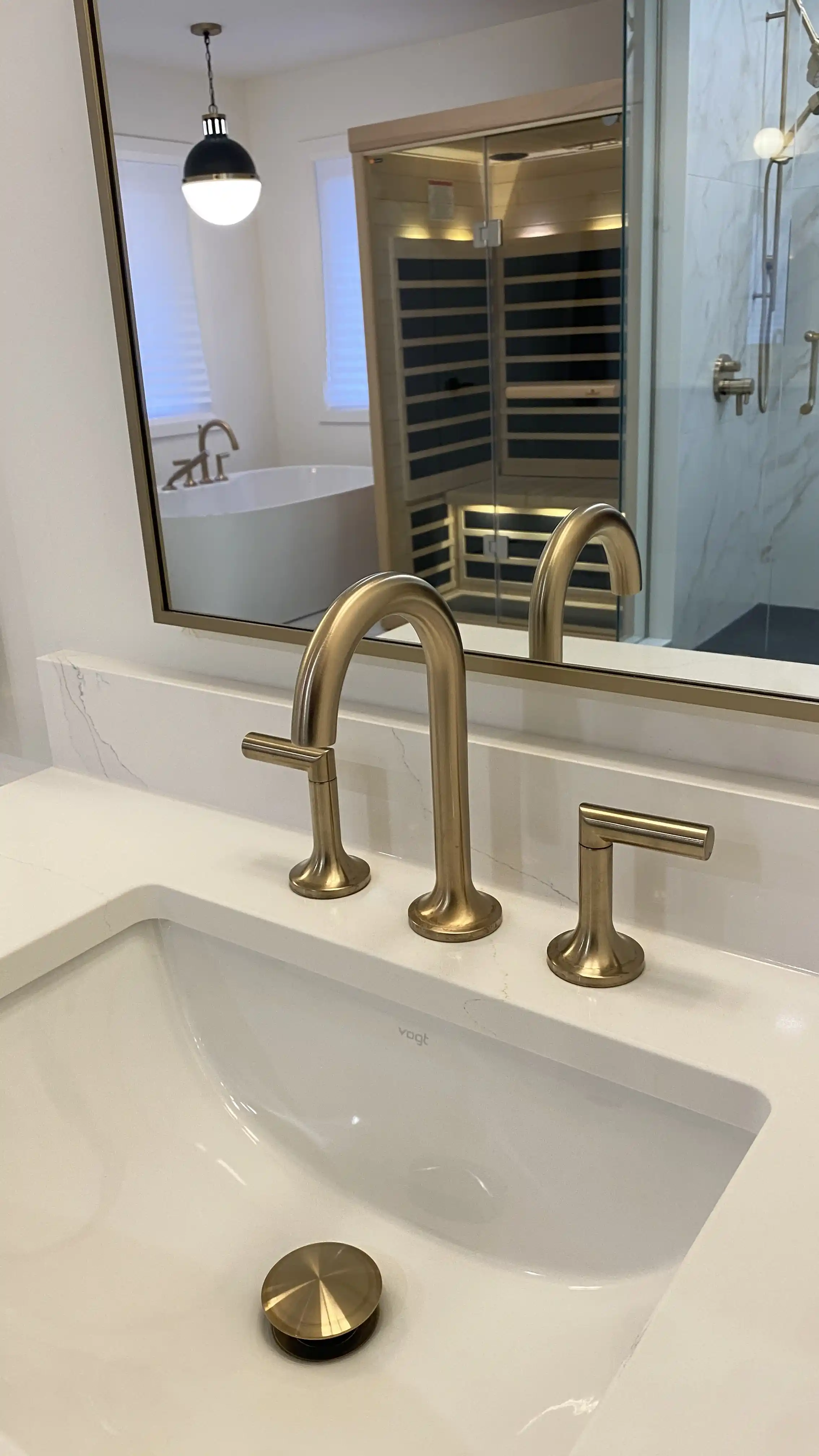 Brass vanity faucet close-up
