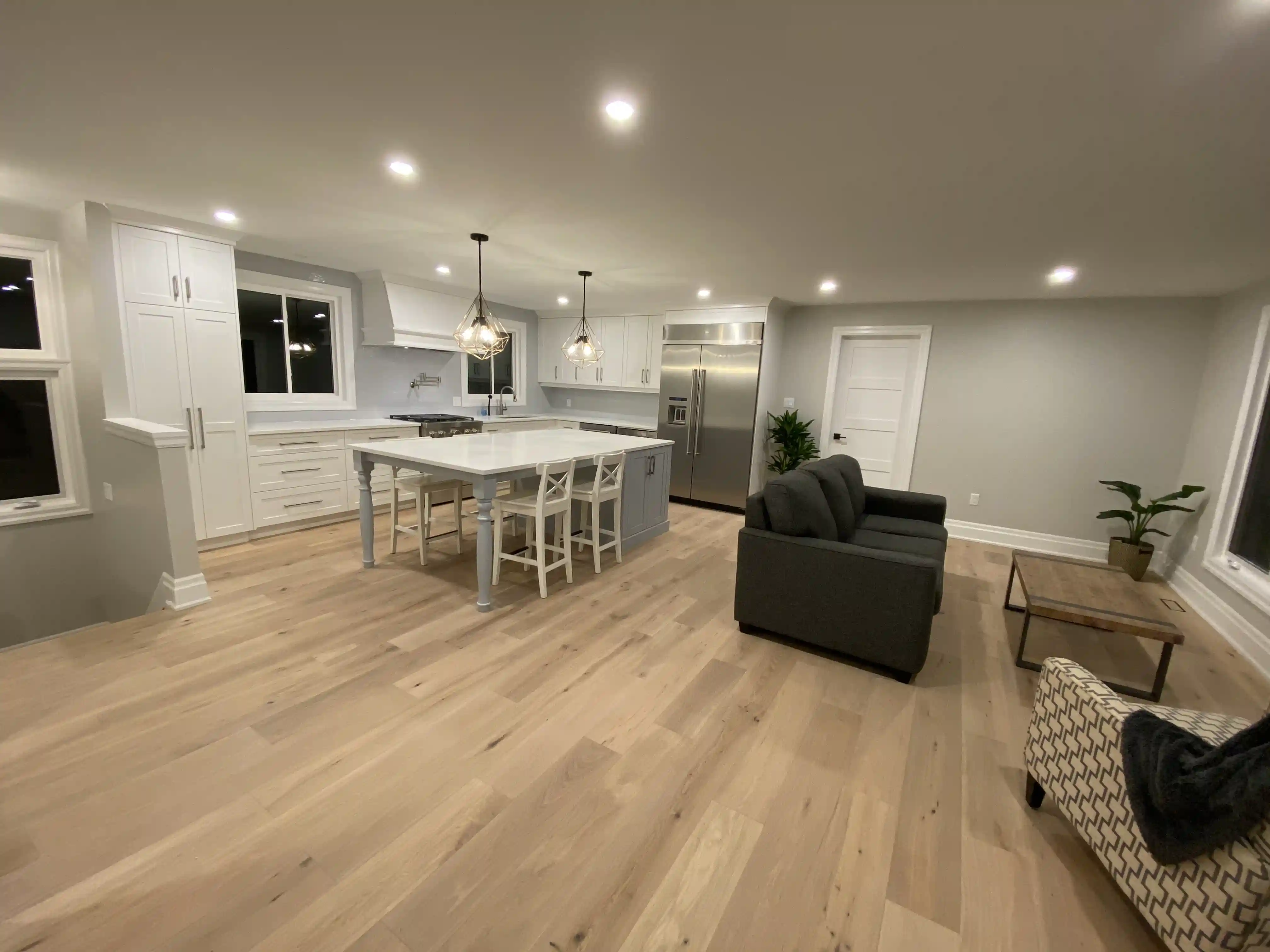 Open kitchen and living area