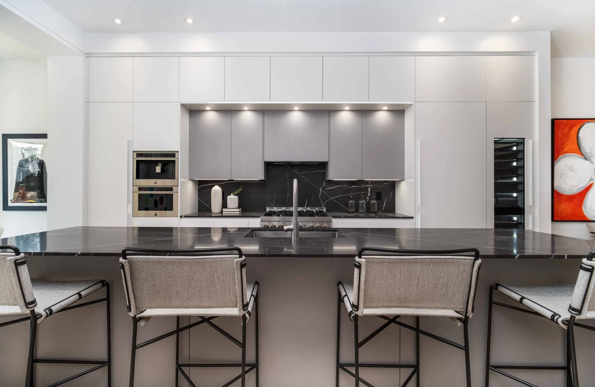 Kitchen island with integrated appliances