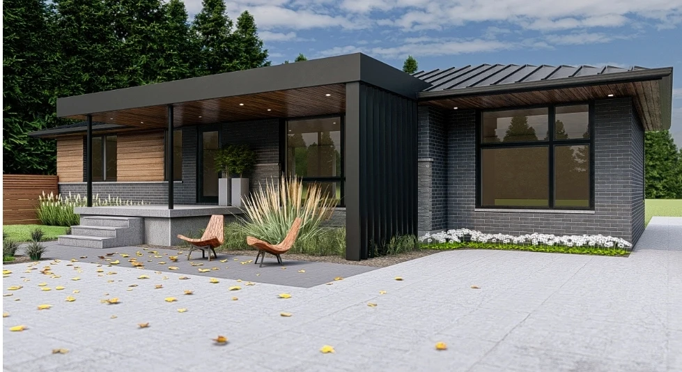 Driveway-side exterior rendering