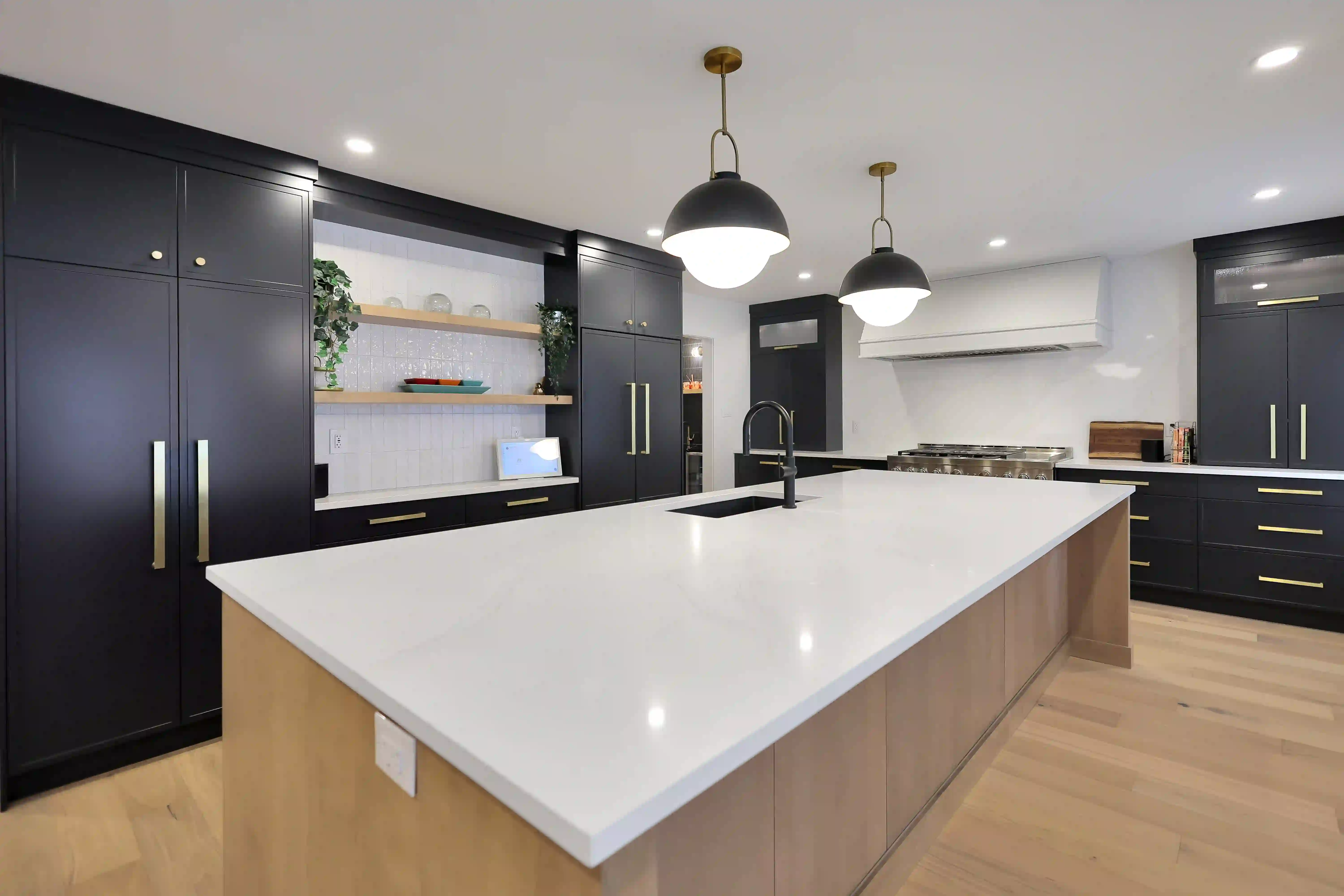 Black and wood custom kitchen