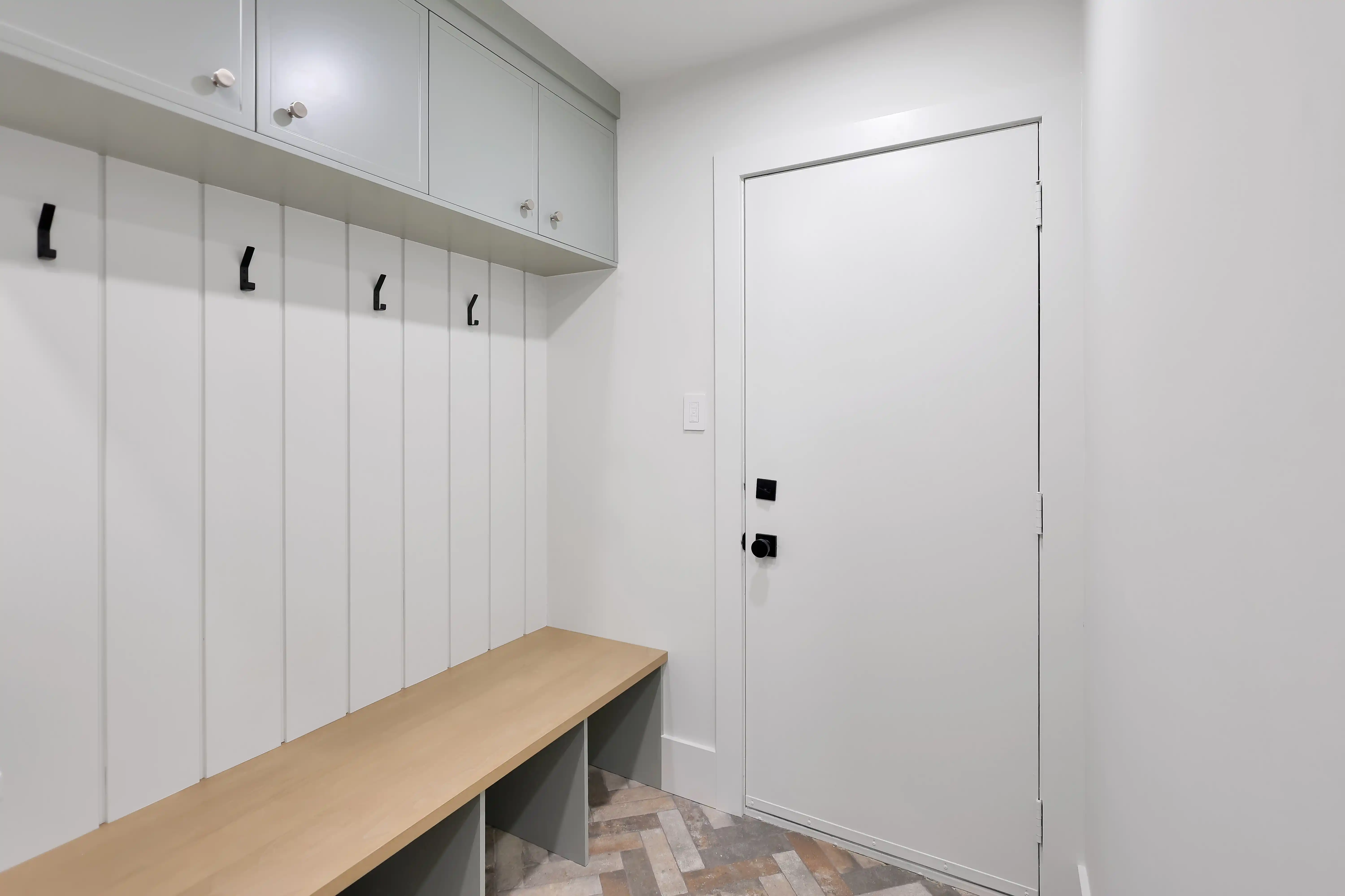 Mudroom renovation with storage