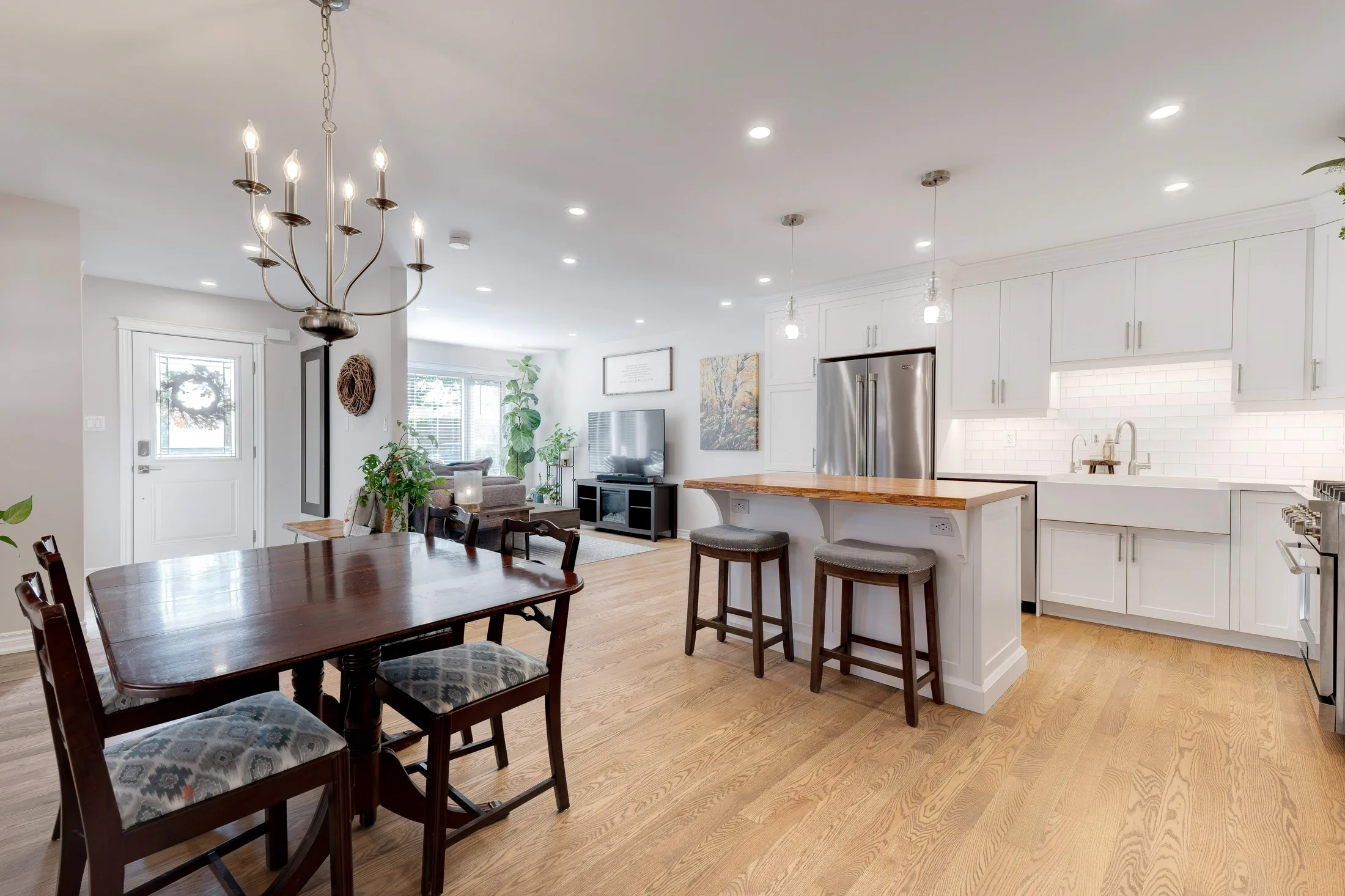 Open dining, kitchen and living area