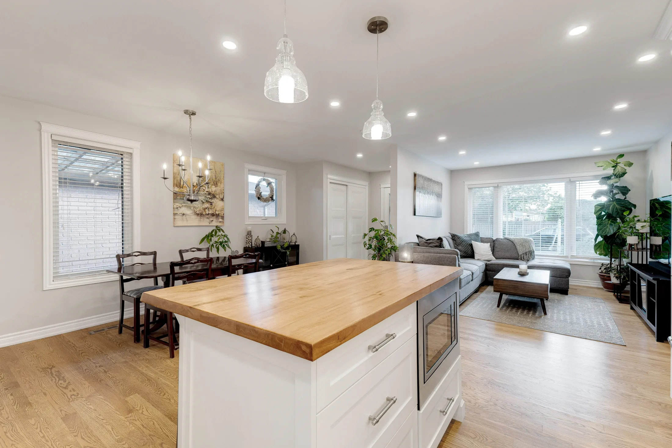 Kitchen island and dining area