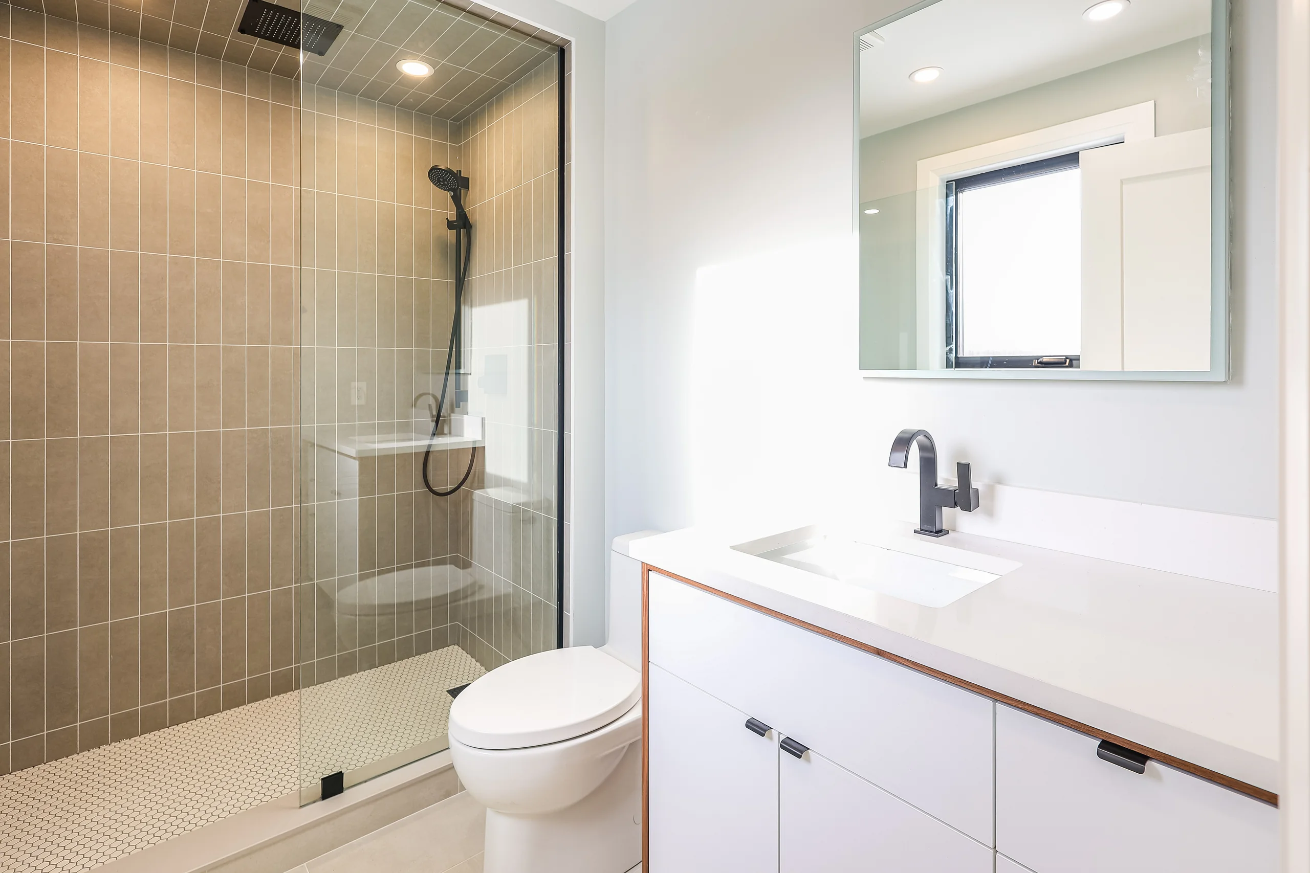 Bathroom vanity and shower detail