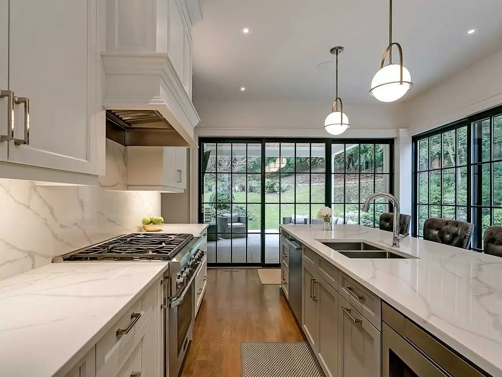Kitchen range and island