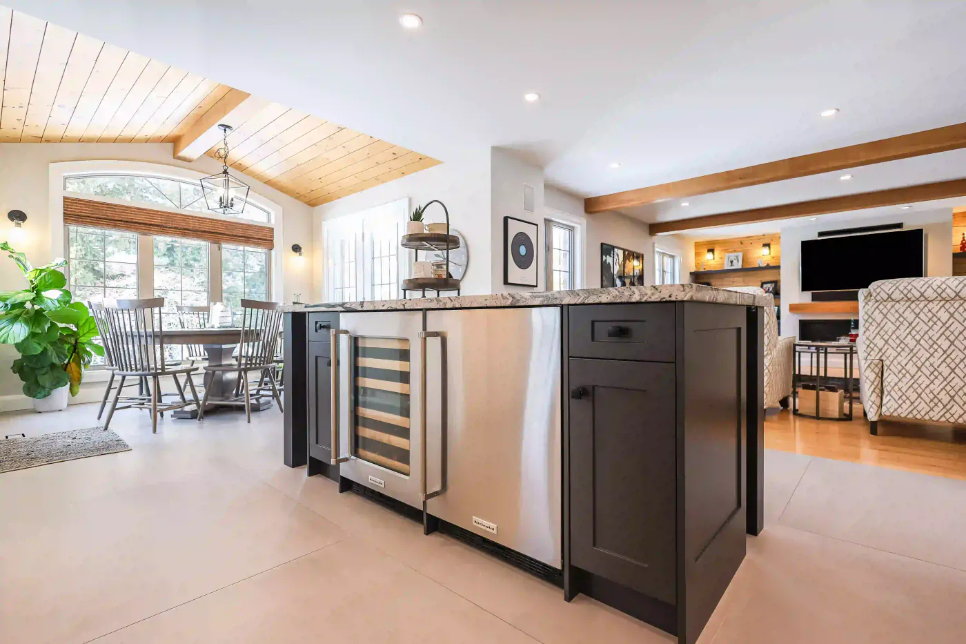 Open kitchen and living renovation by Building Dreams Contracting