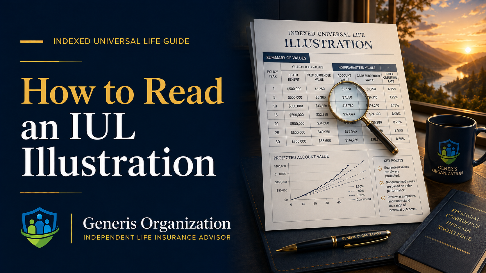 Illustration for how to read an IUL illustration.
