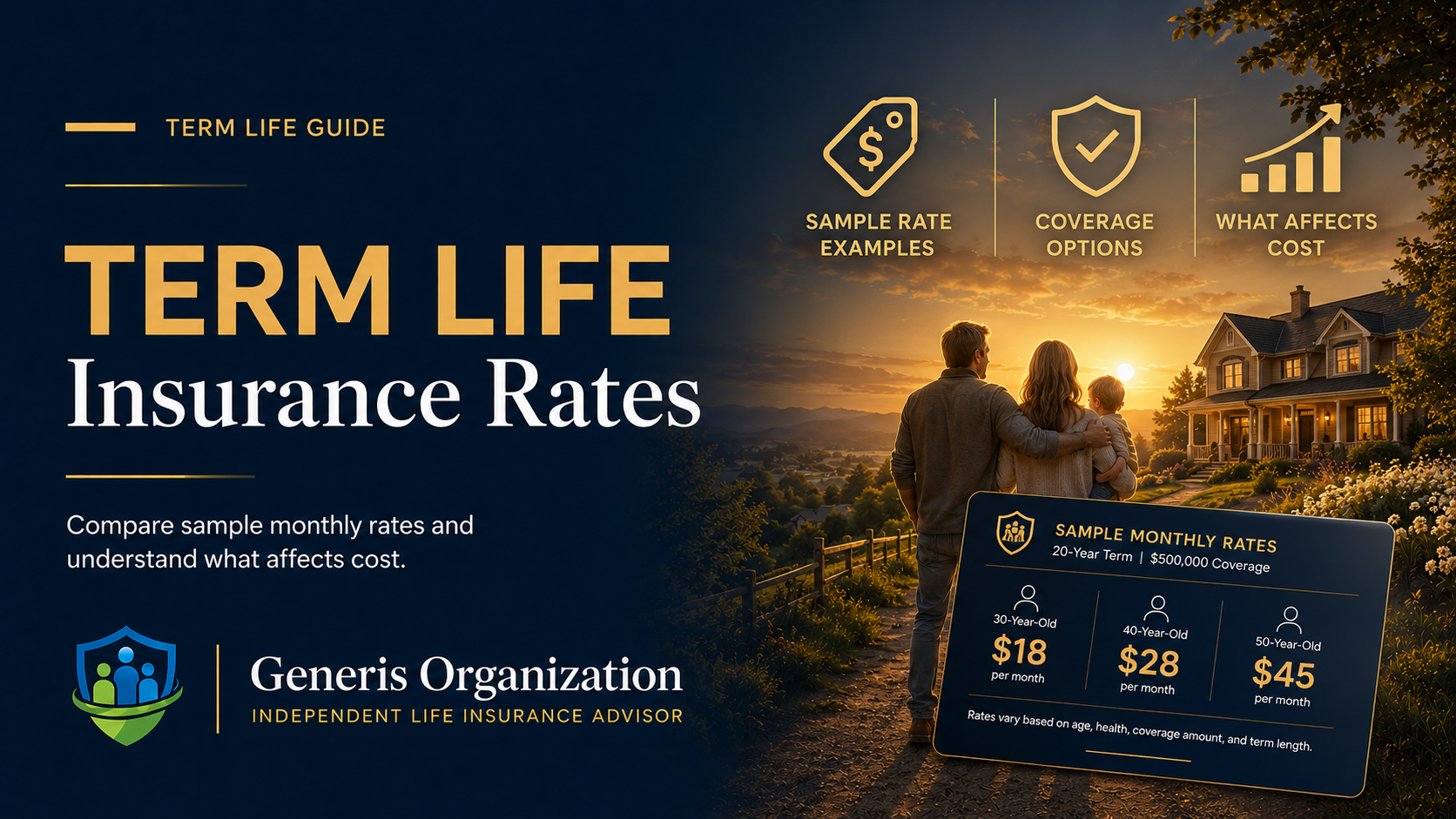 Term Life Insurance Rates guide and rate explorer from Generis Organization