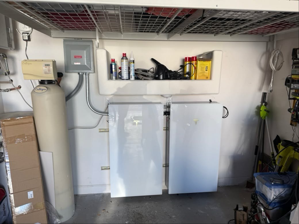 Two home batteries installed in a Tucson garage