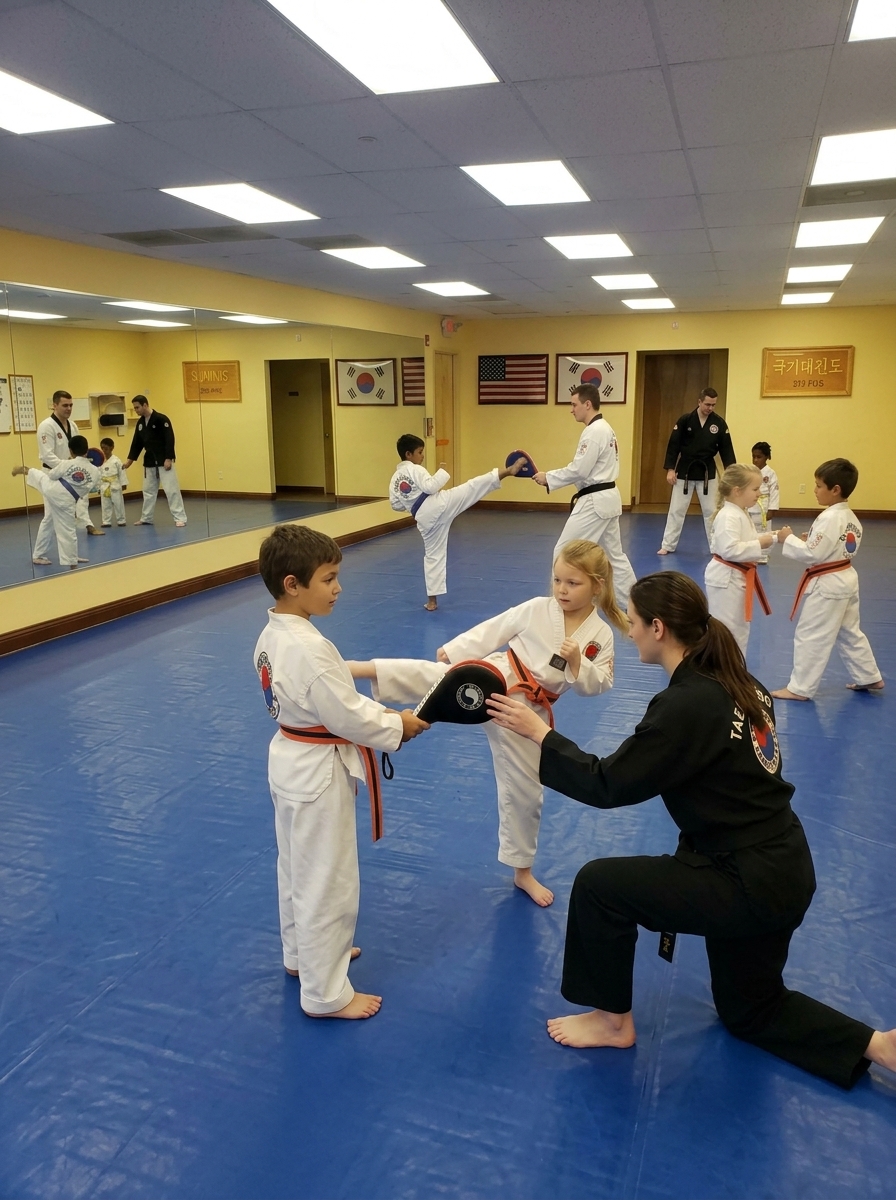 Young Song Tae Kwon Do students training