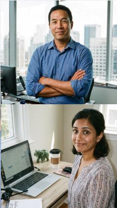 AI avatars Elias and Amara