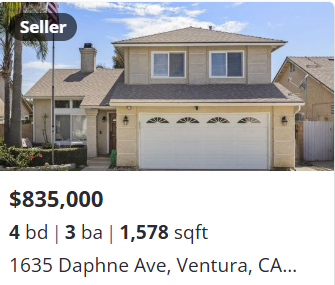 Seller represented sale, 1635 Daphne Ave, Ventura, CA