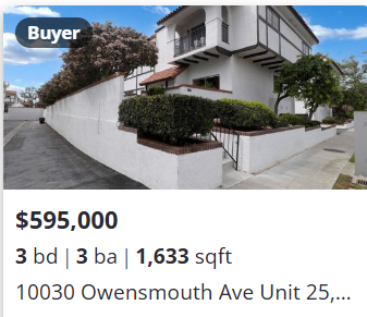 Buyer represented sale, 10030 Owensmouth Ave Unit 25