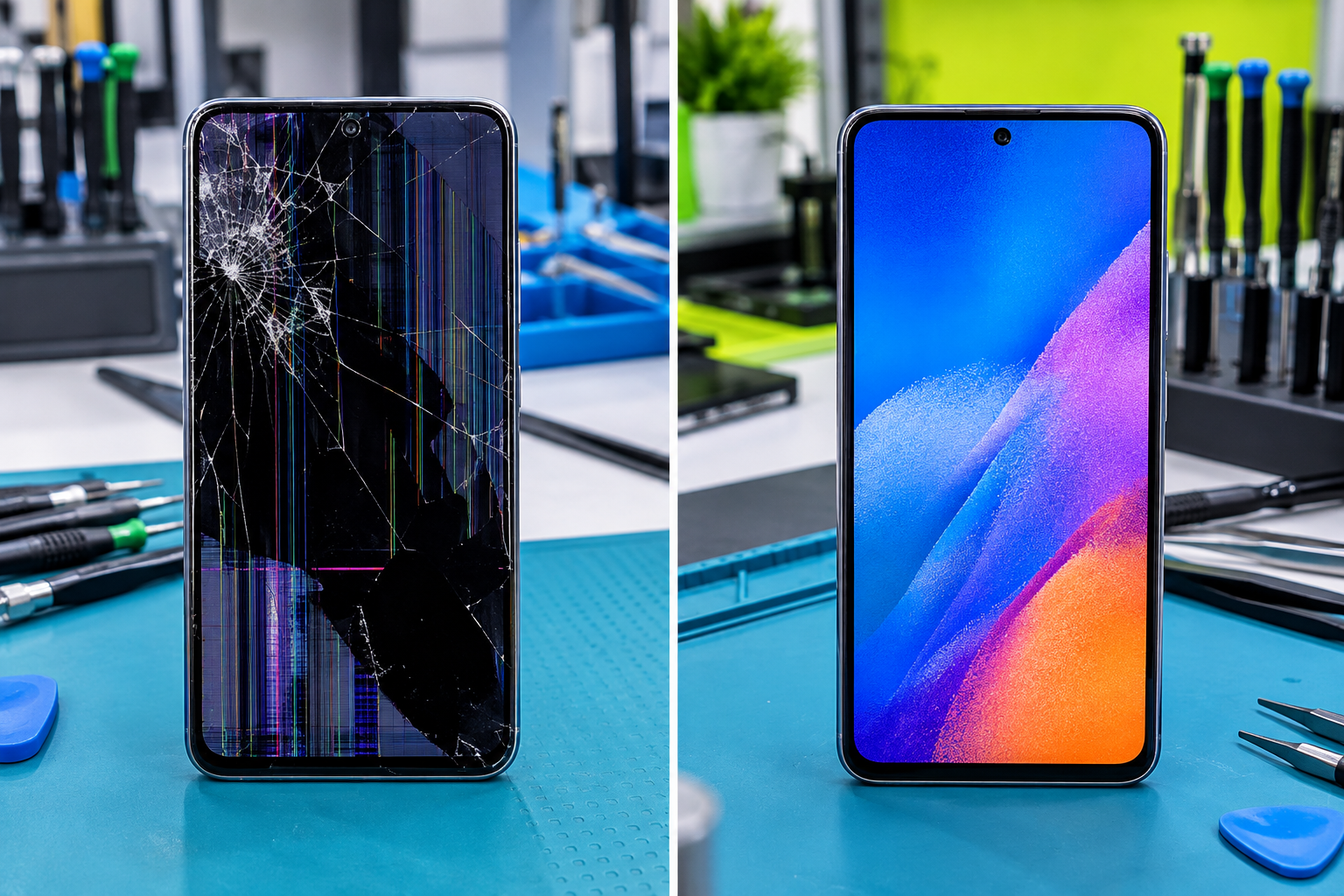  Samsung screen replacement being performed by a technician in Lagos