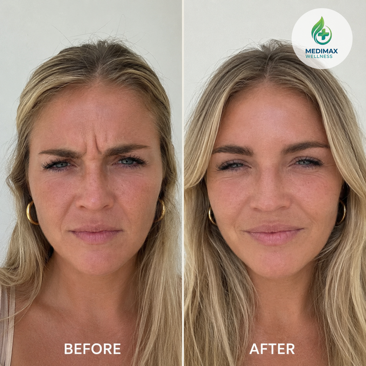 Before-and-after comparison supplied by Medimax Wellness, example 2