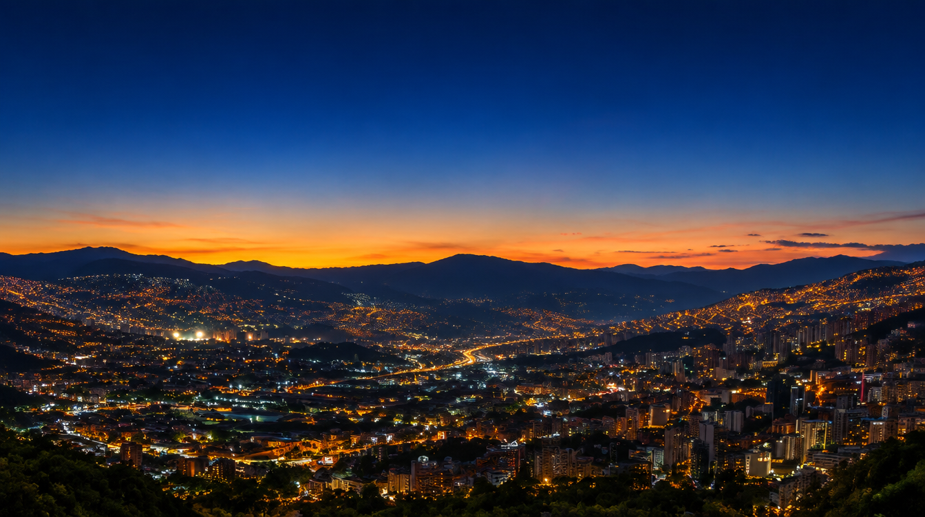 City skyline at dusk