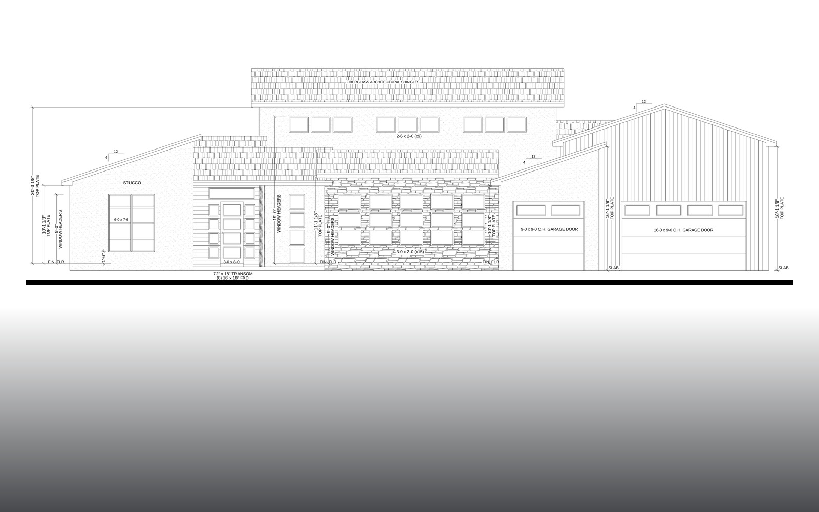 Front elevation of the 2250 Mariposa custom home in Casper, WY