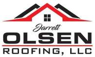 Jarrett Olsen Roofing LLC logo with a red and black house design and contact number 603-727-2844