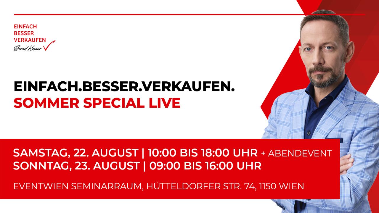 Einfach.Besser.Verkaufen. Sommer Special Live, 22. und 23. August in Wien