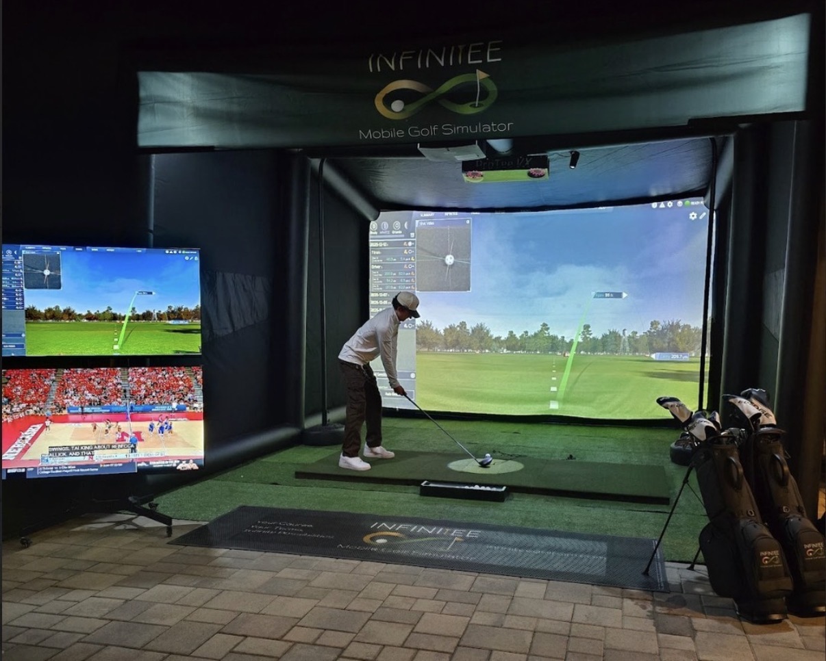 mobile golf simulator rental Temecula Valley CA event setup InfiniTEE