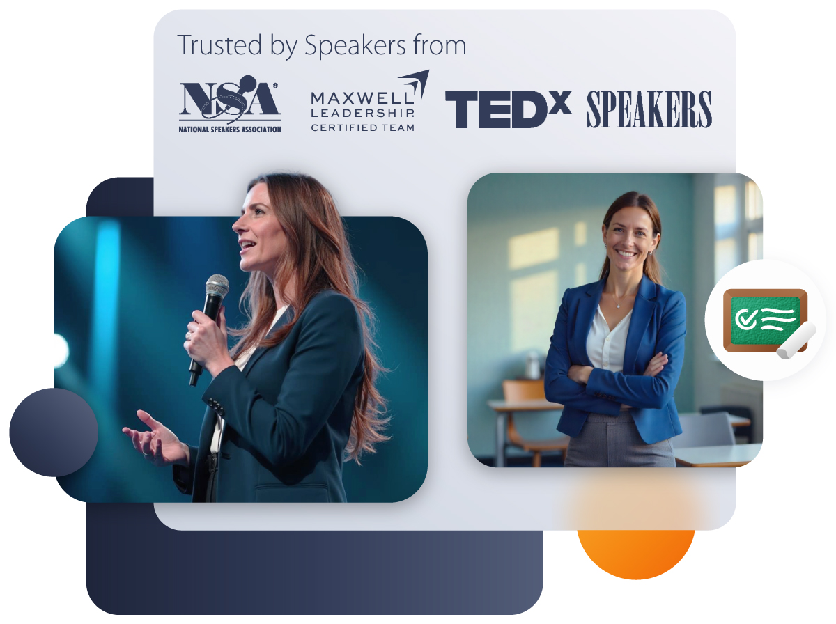 Professional business consultant speaking at corporate event - SpeakerHUB platform for landing high-value clients