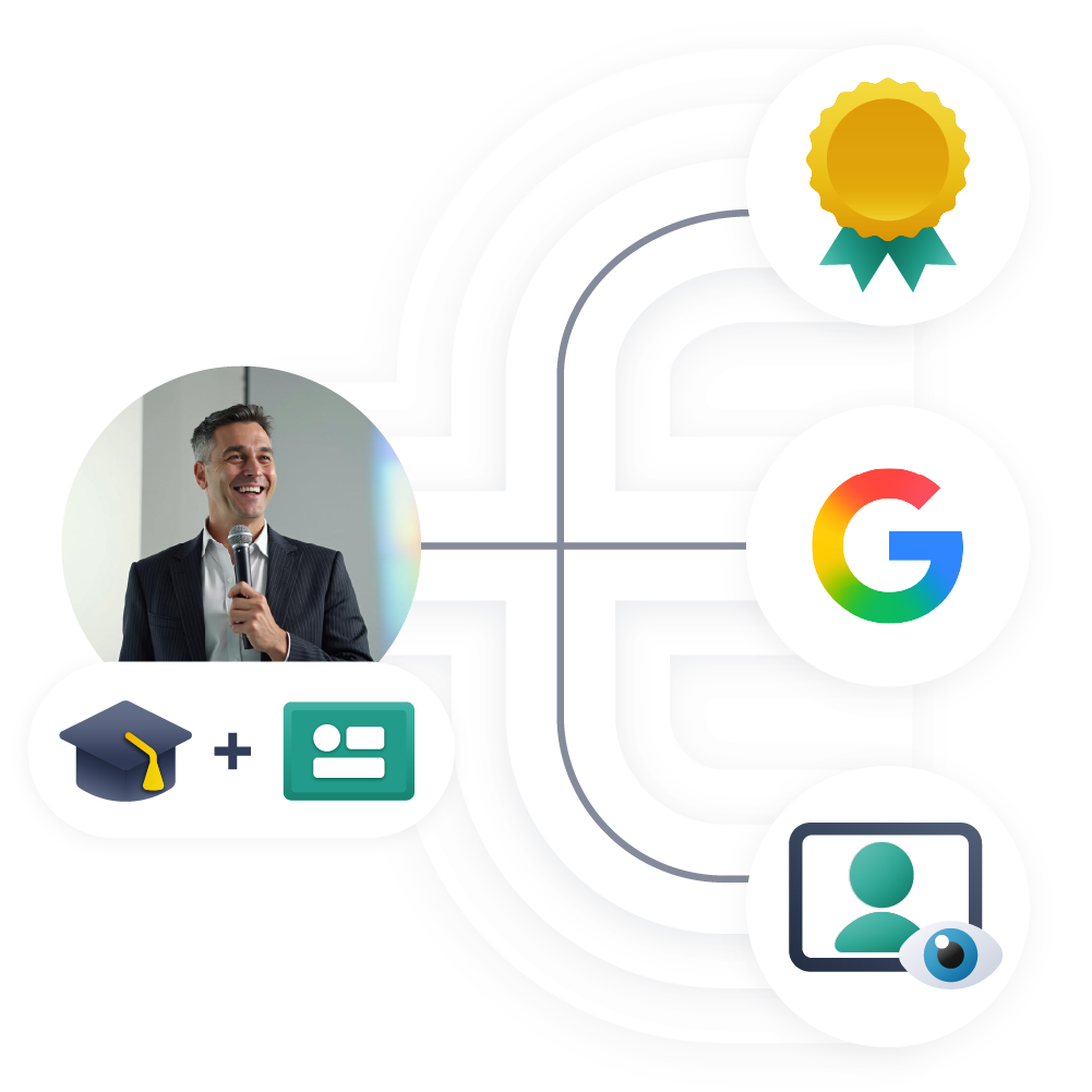 Researcher profile connected to media and search platforms; content flowing into public visibility.