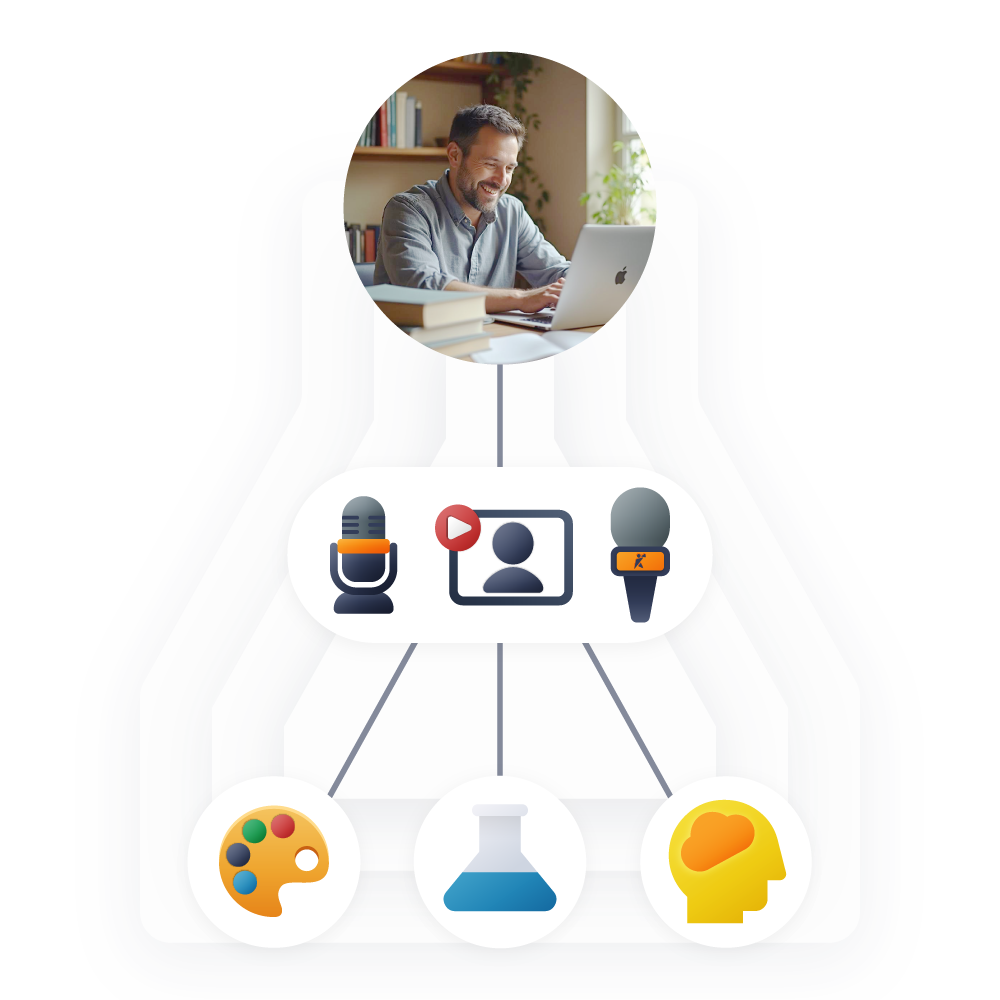 Academic speaking on podcasts and media shows to translate research for wider audiences.