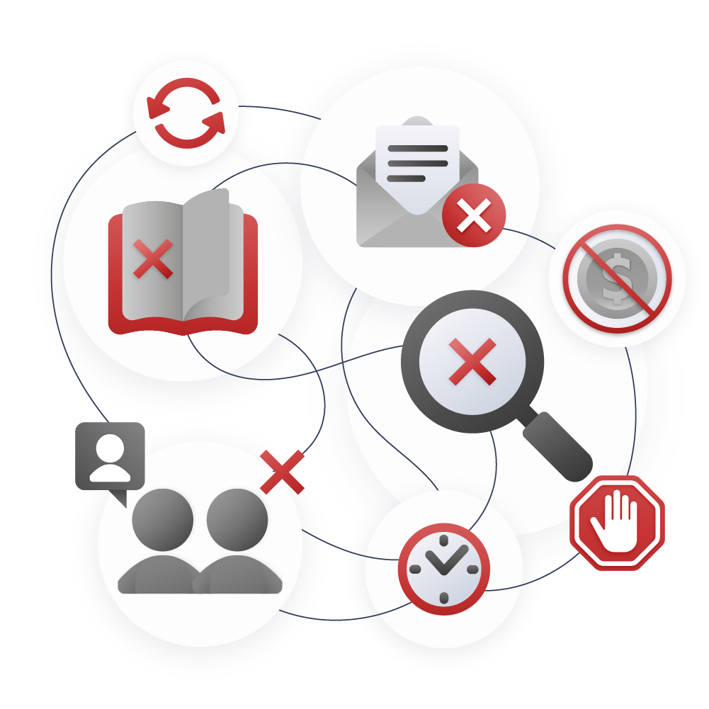 Diagram showing scattered outreach and gatekeepers causing academic pitches to be ignored.