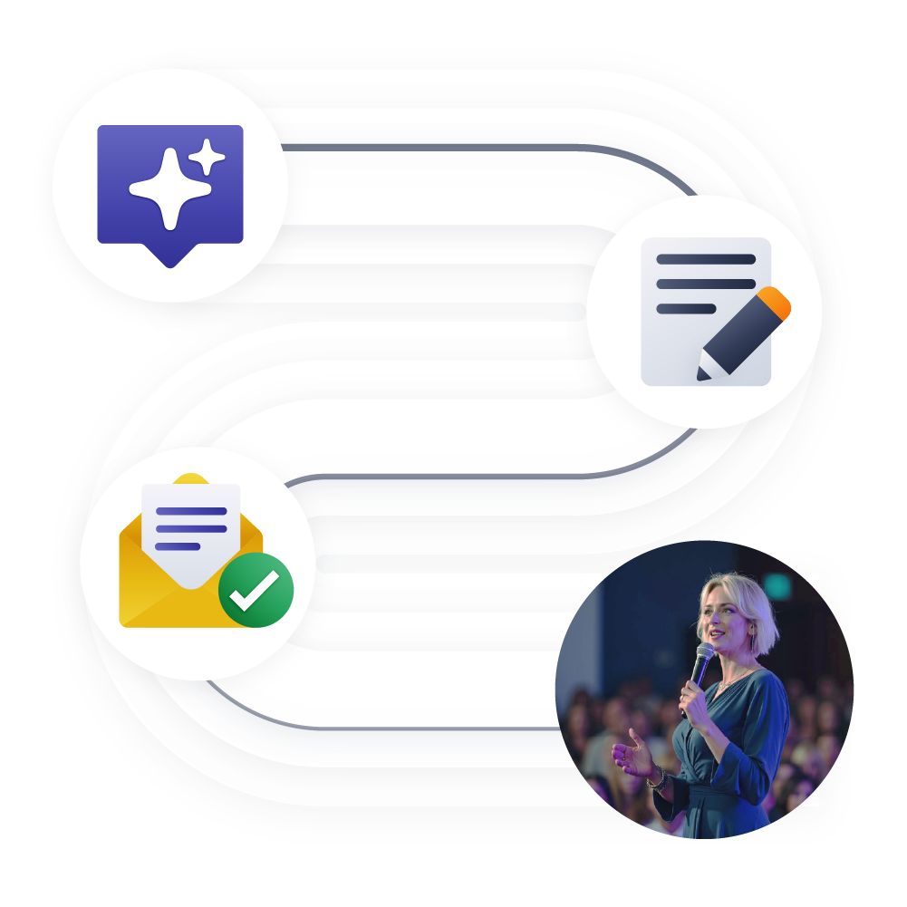 Content assets—slides, one-pager, case studies—assembled from templates.