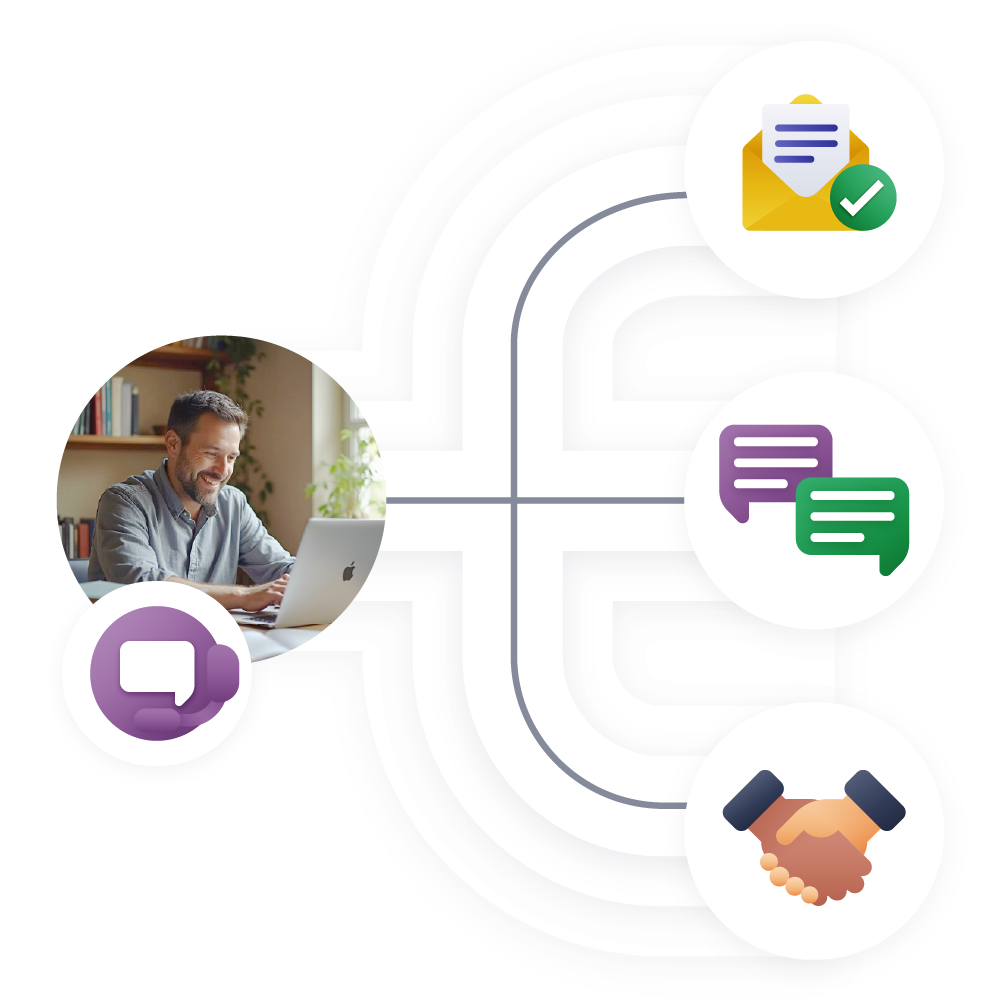 Central hub connecting content, CRM, and meeting follow-ups to keep campaigns in sync.