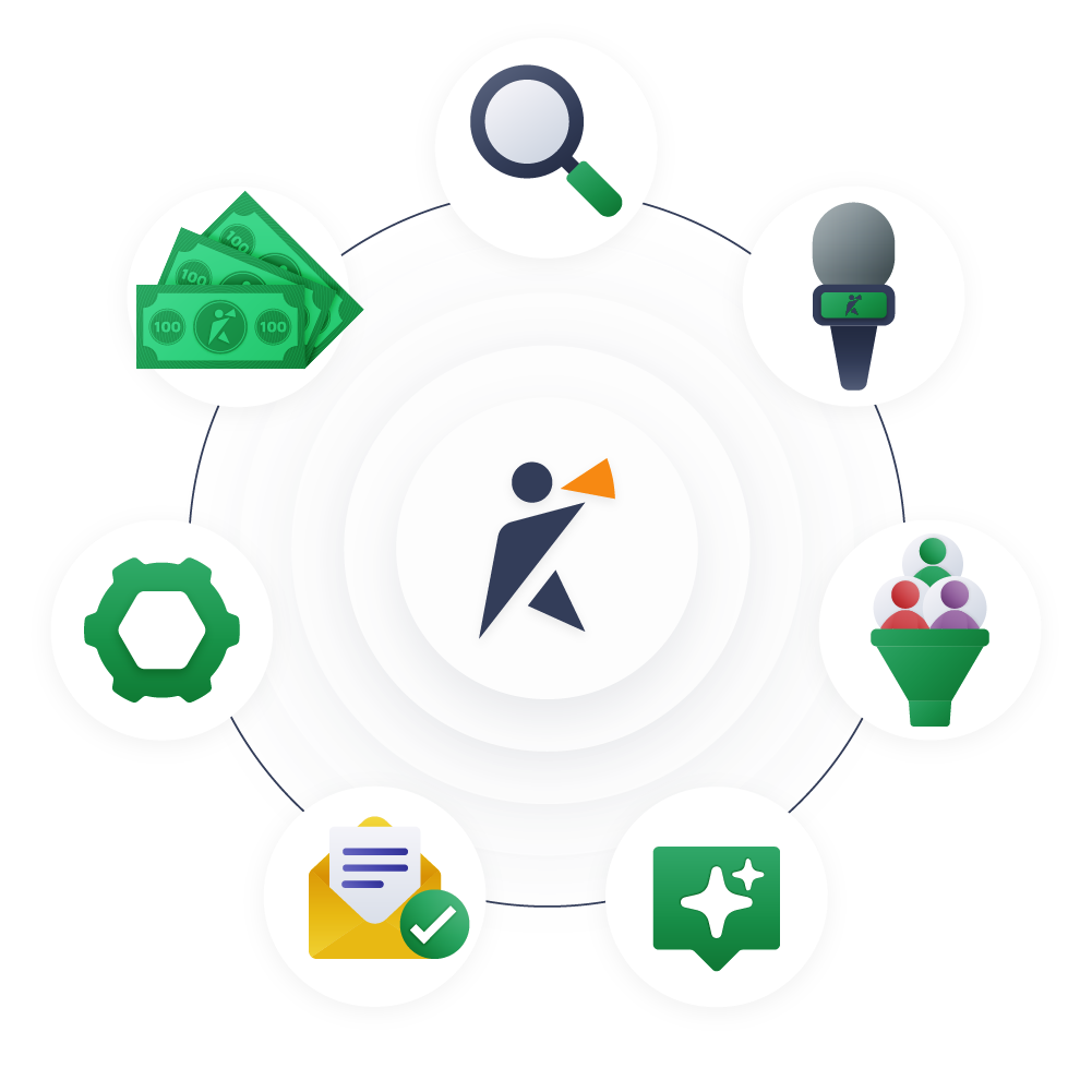 Illustration of a focused outreach system linking organizers, channels, and decision-makers.