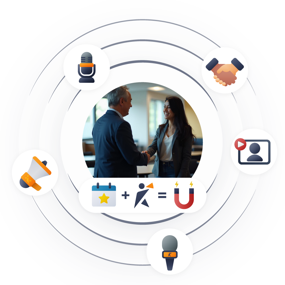 Concentric diagram linking sponsor goals, audience segments, and event assets.