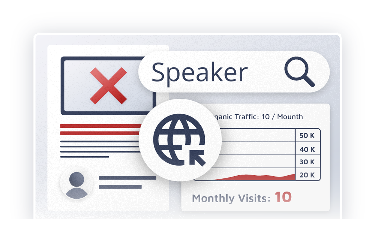 What's broken in traditional business development - Random outreach, unreliable referrals, unpredictability, and inconsistent deal flow illustrated with icons