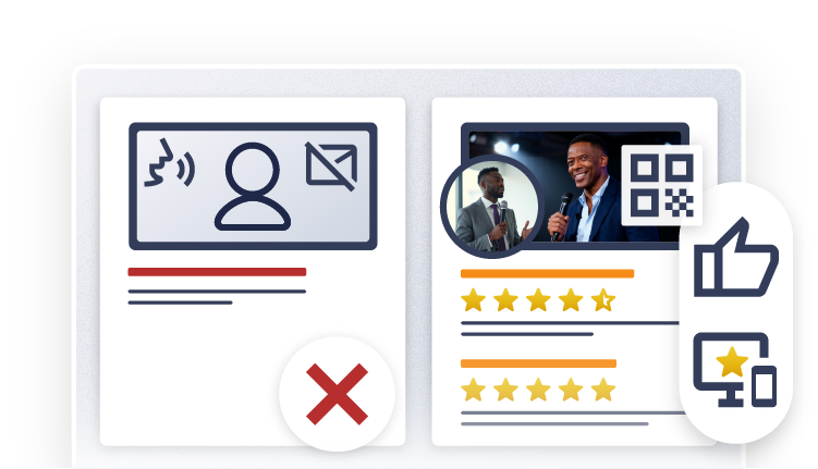 What's broken in traditional business development - Random outreach, unreliable referrals, unpredictability, and inconsistent deal flow illustrated with icons