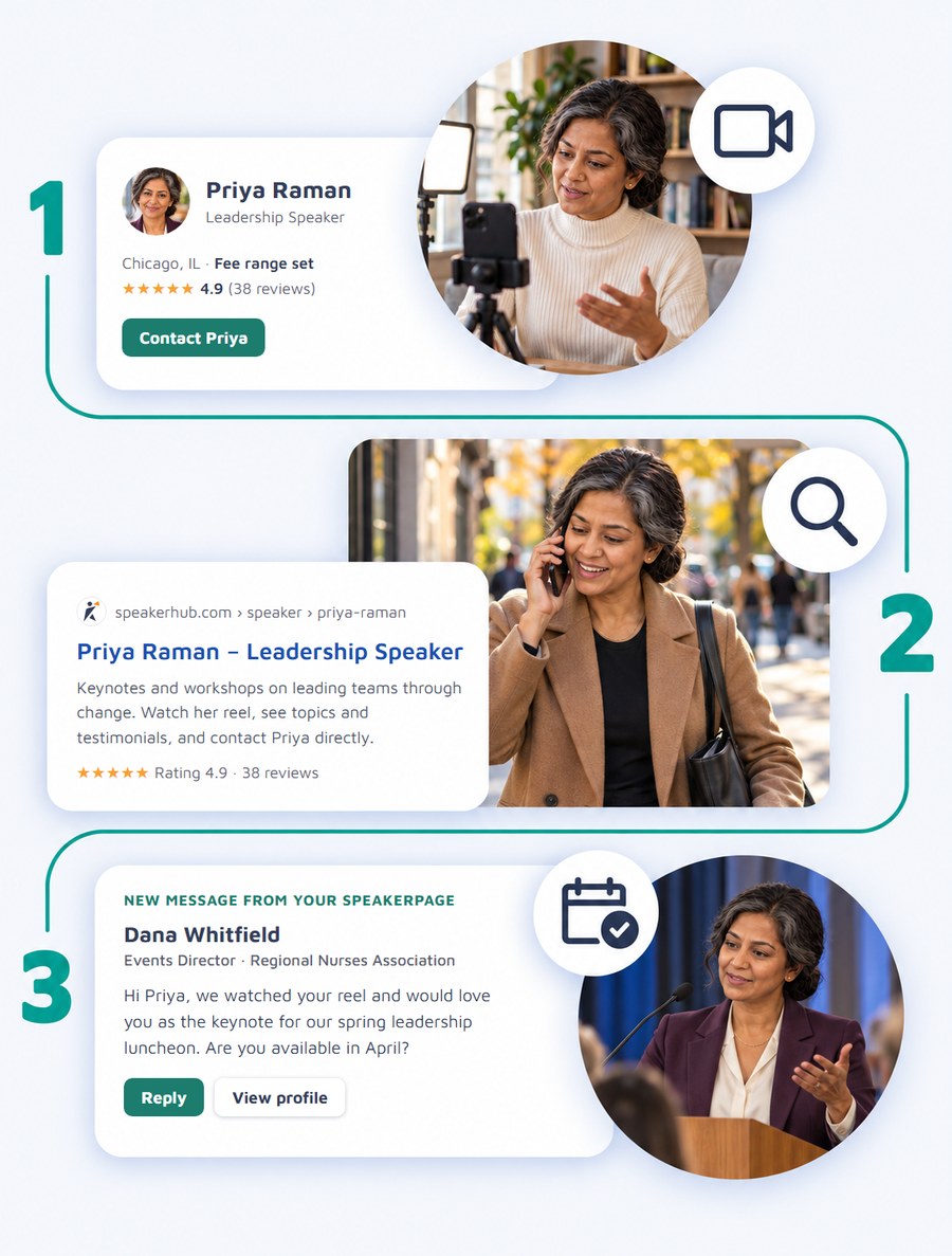 Build your SpeakerPAGE, get found on Google, and get contacted by event planners