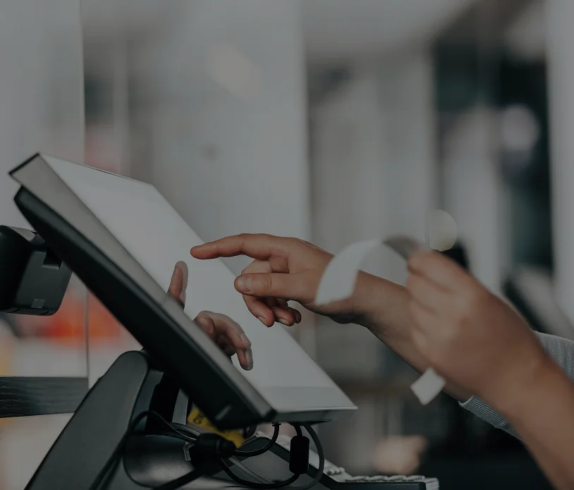 person using pos system