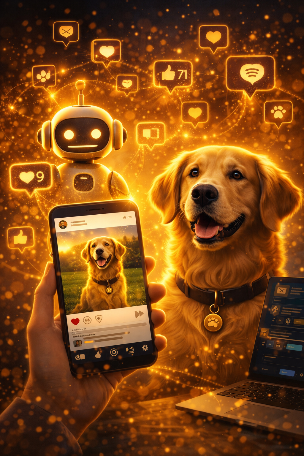 AI creating social posts for pet professionals